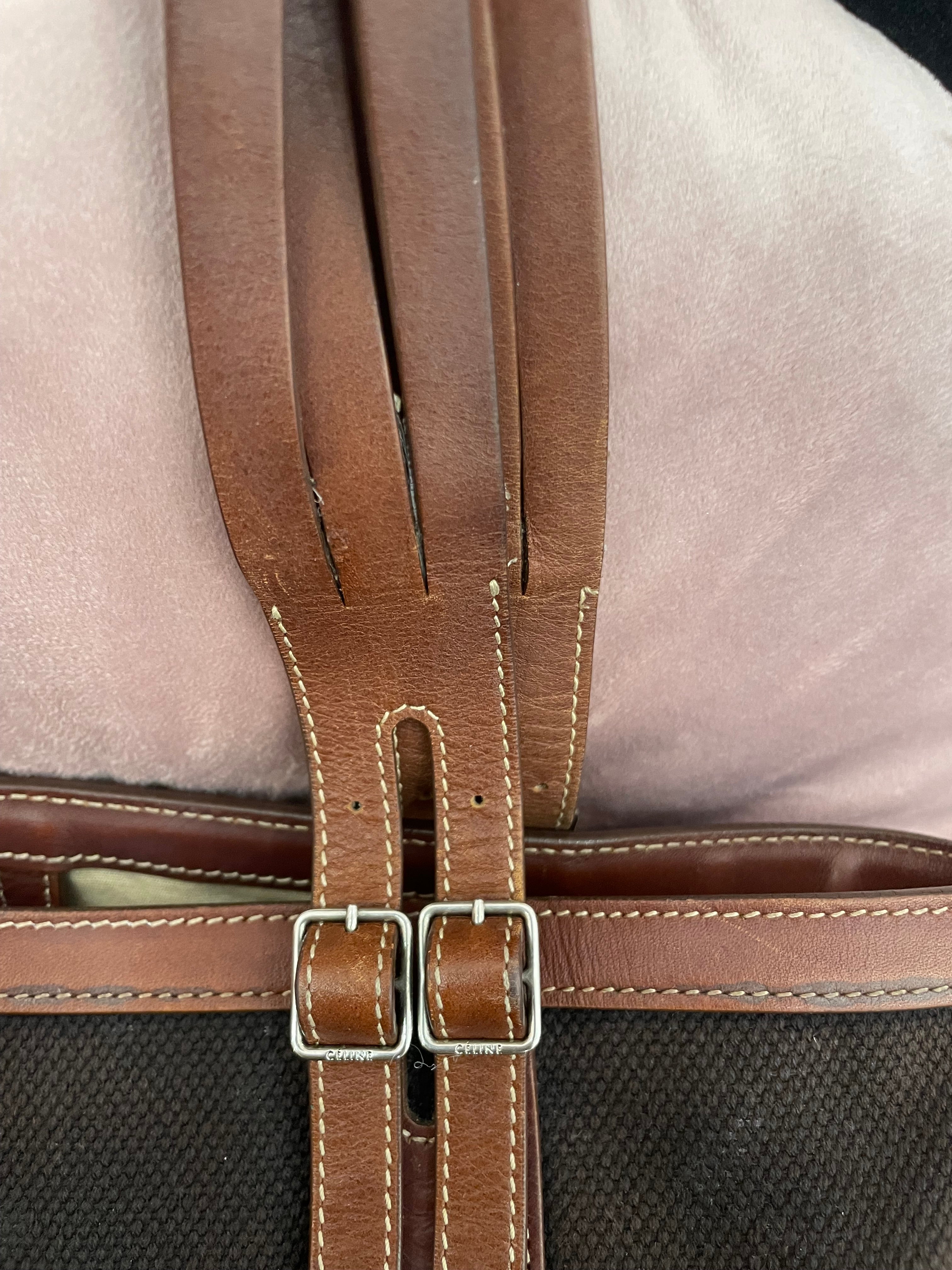 Borsa Céline cabas tessuto e pelle