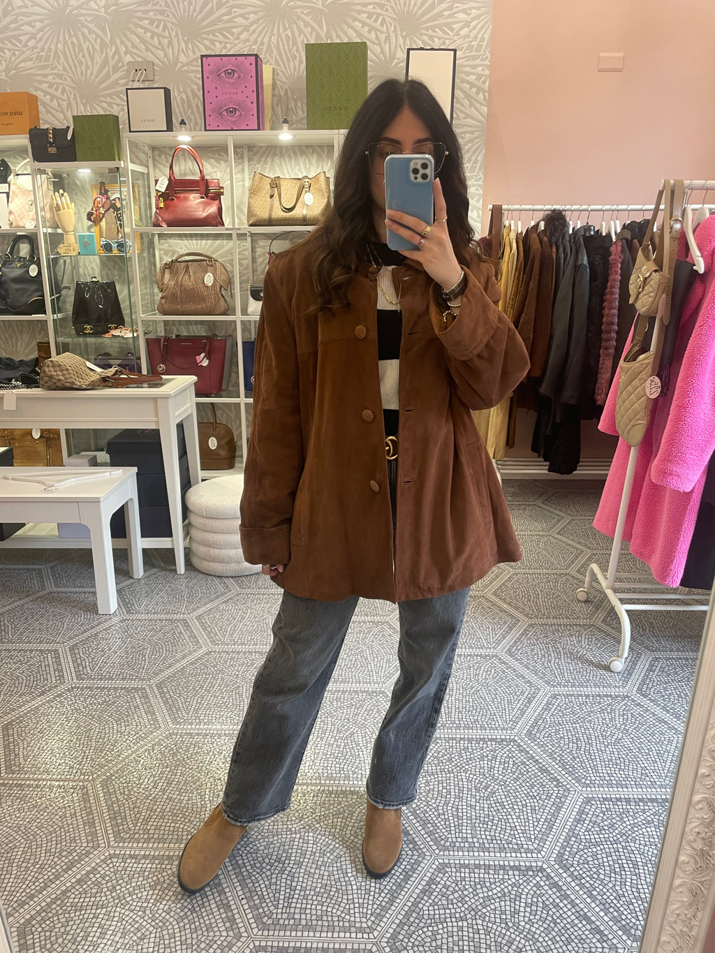 Giacca suede marrone