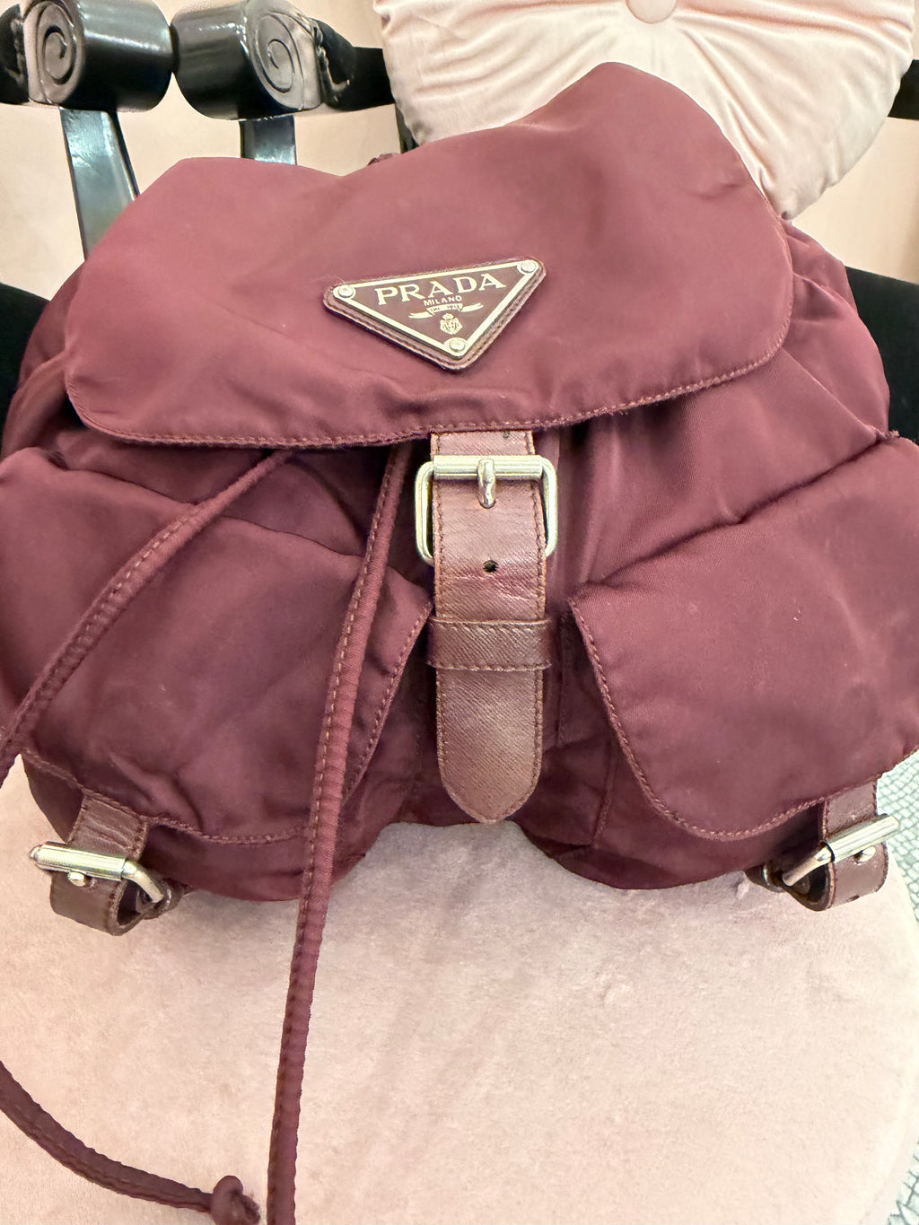 Zaino Prada nylon Borgogna