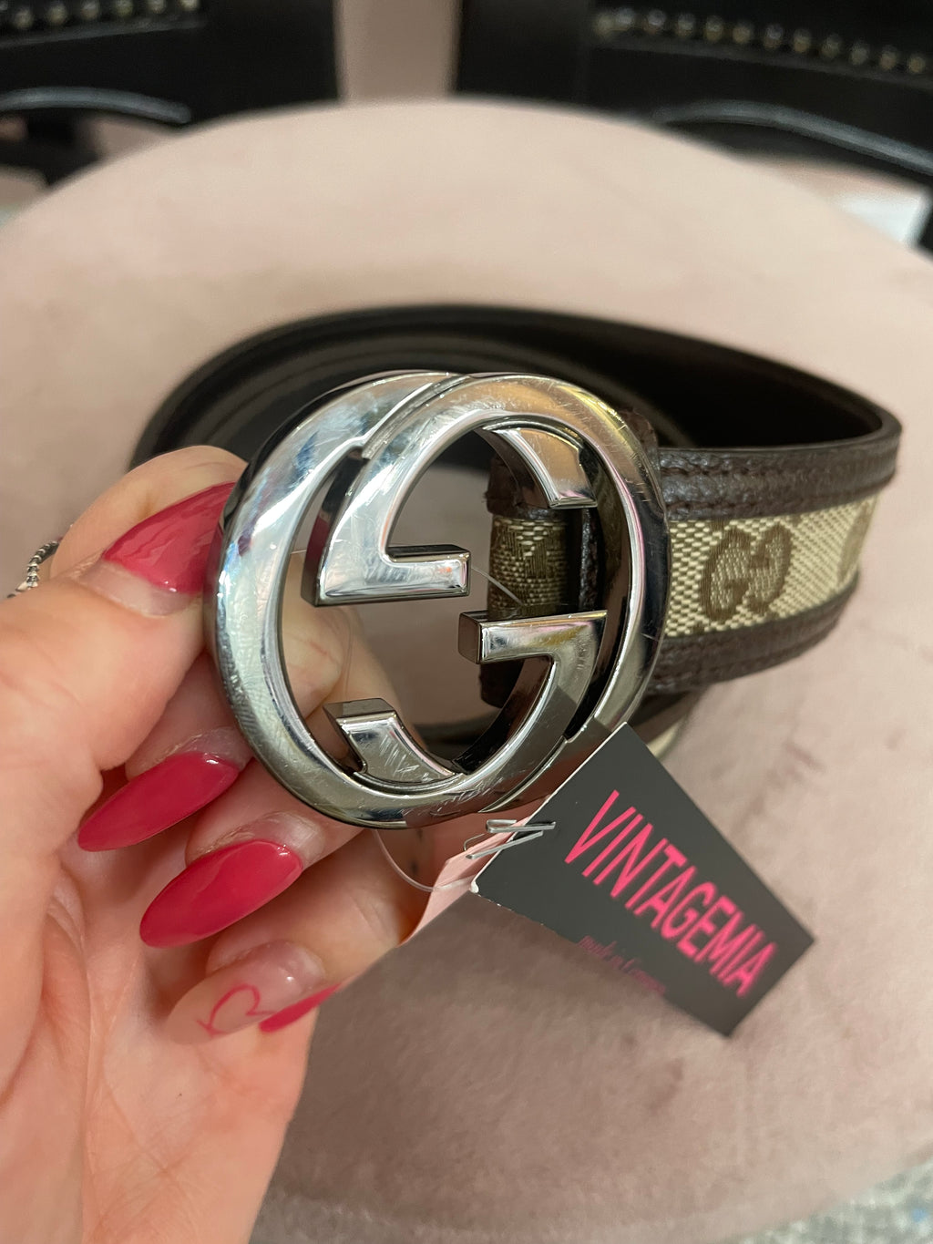 Cintura Gucci interlocking marrone