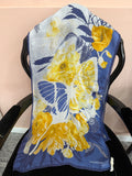 Foulard Valentino fiori e farfalle blu e giallo