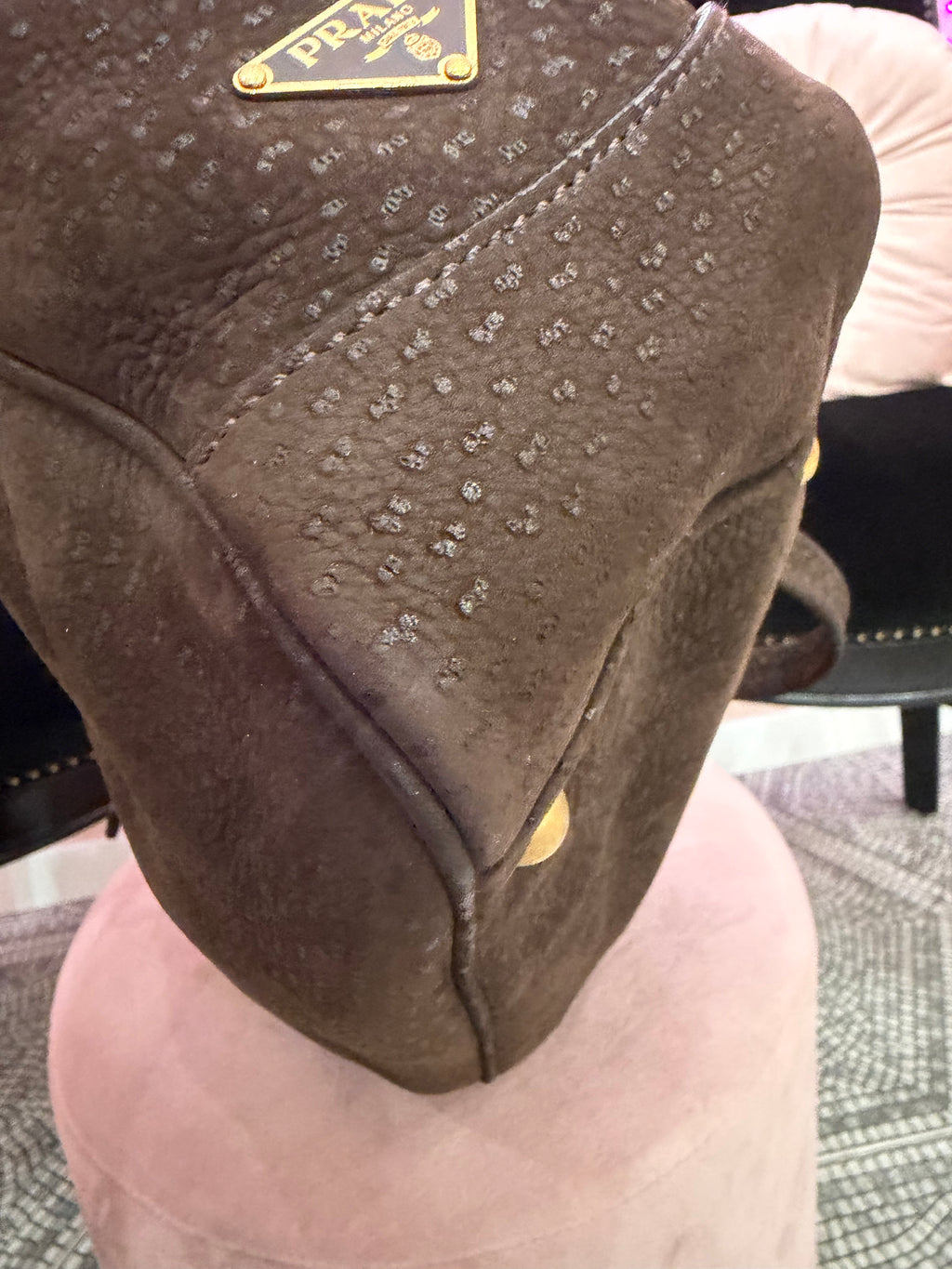 Borsa Prada tote suede marrone