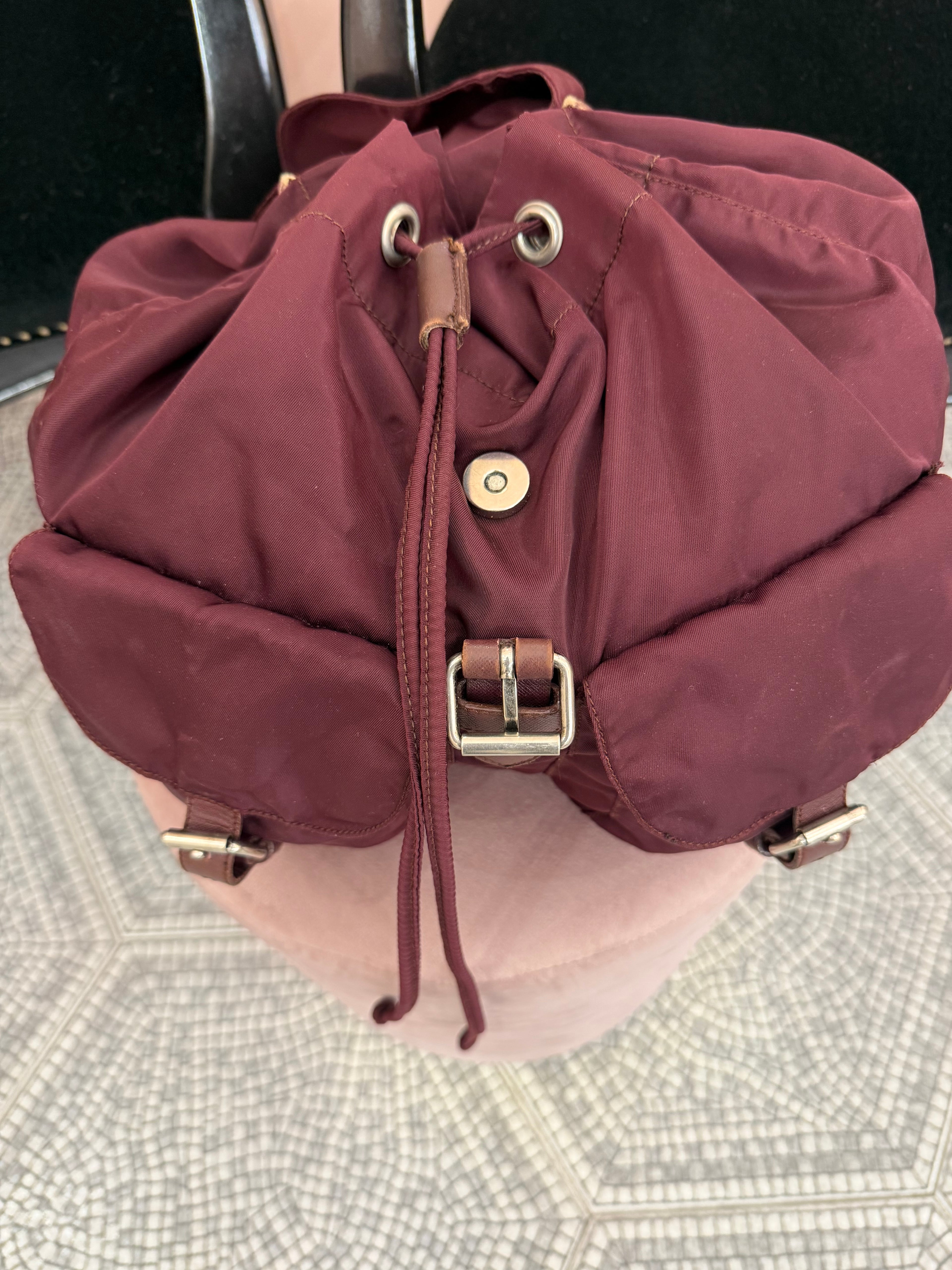 Zaino Prada nylon Borgogna