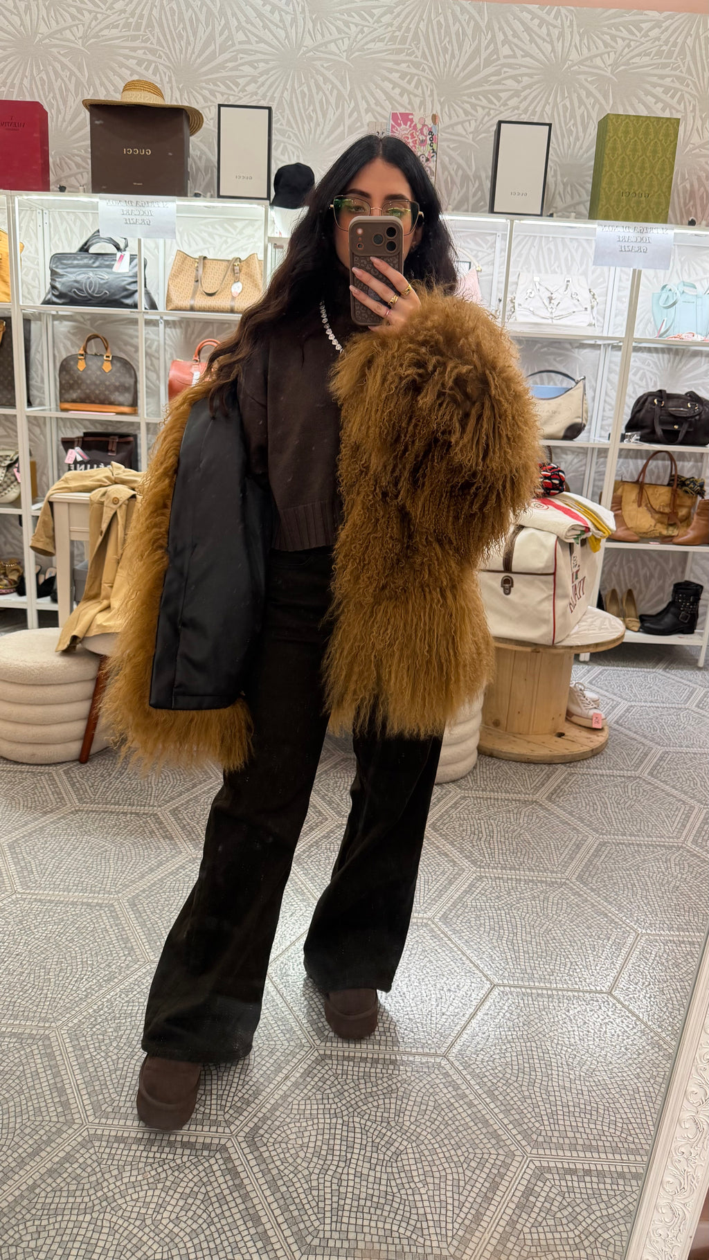 Pelliccia Mongolian real fur brown
