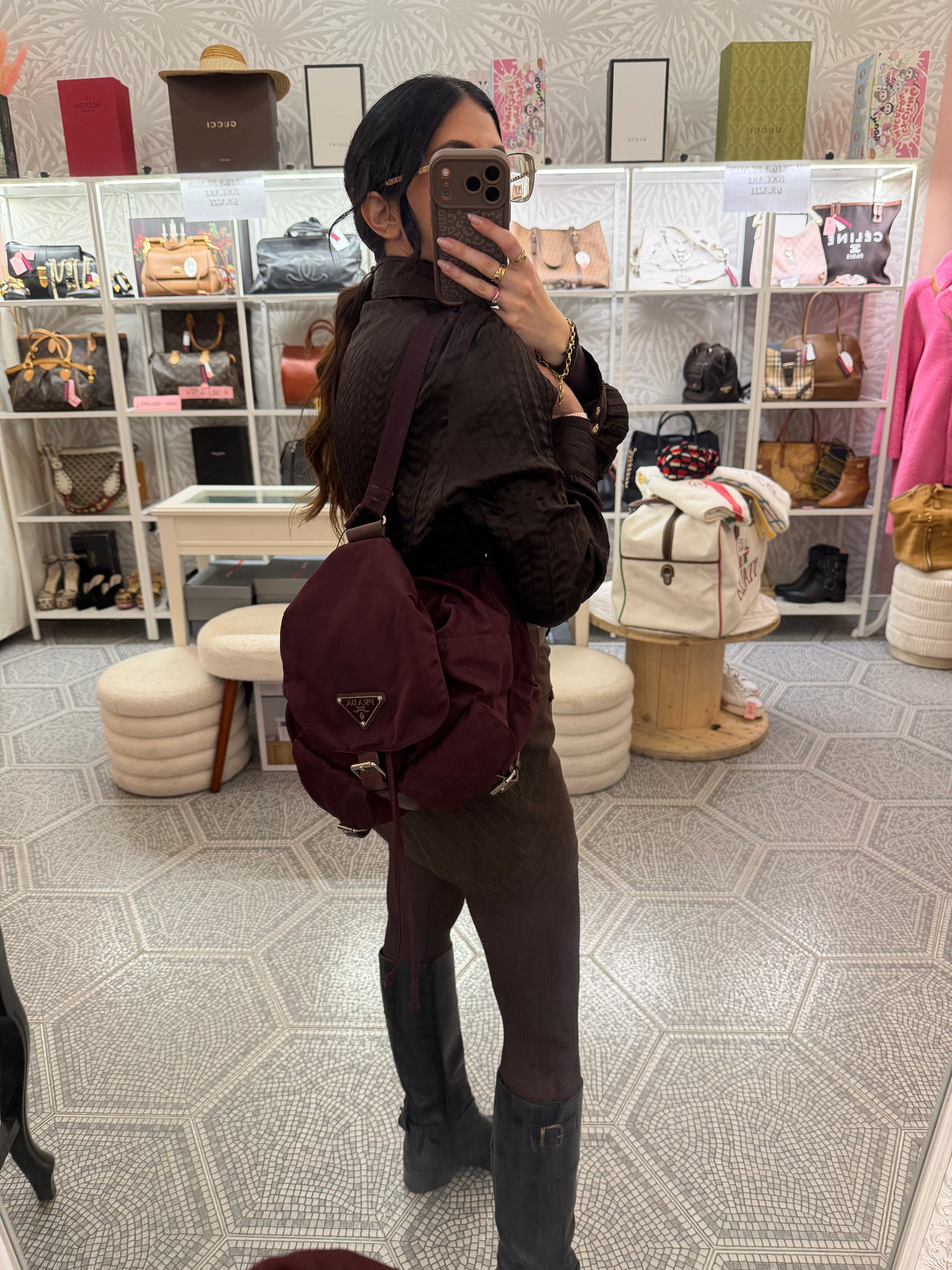 Zaino Prada nylon Borgogna