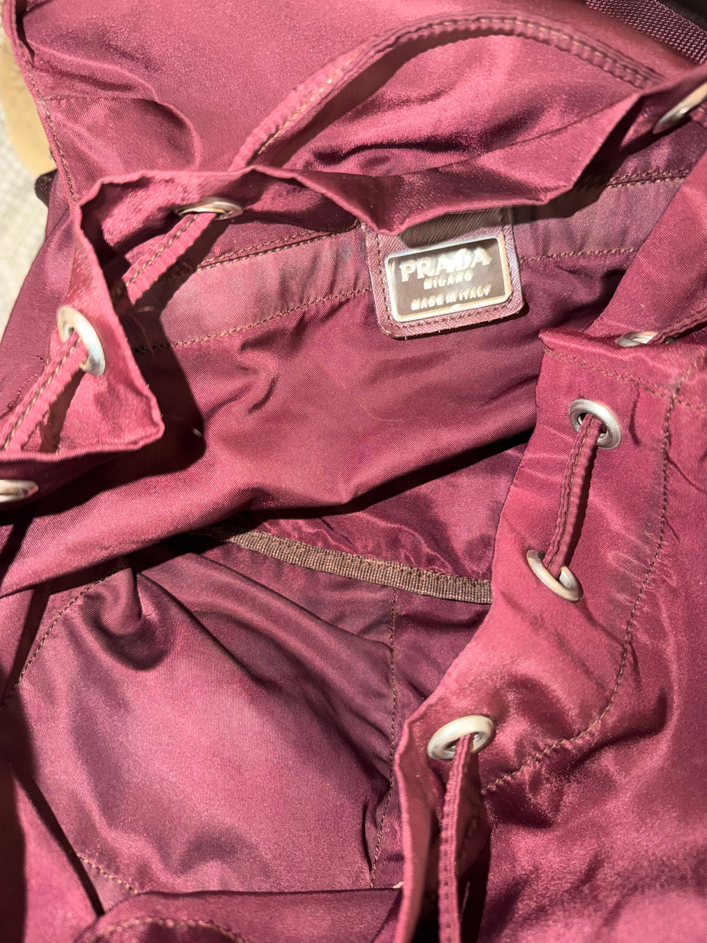 Zaino Prada nylon Borgogna