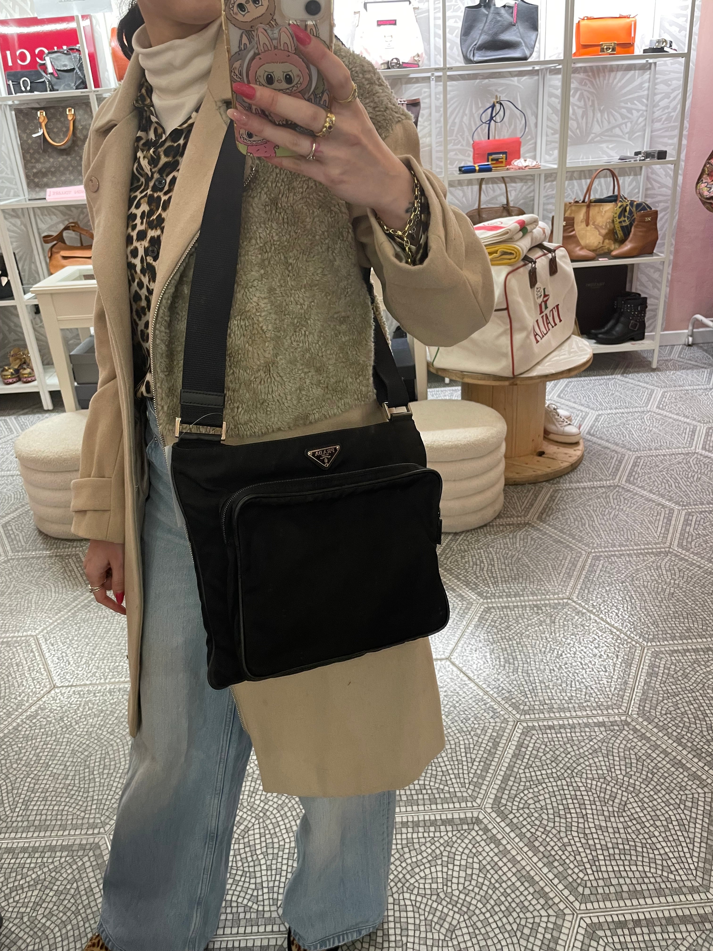 Borsa Tracolla Prada uomo tela nylon nera