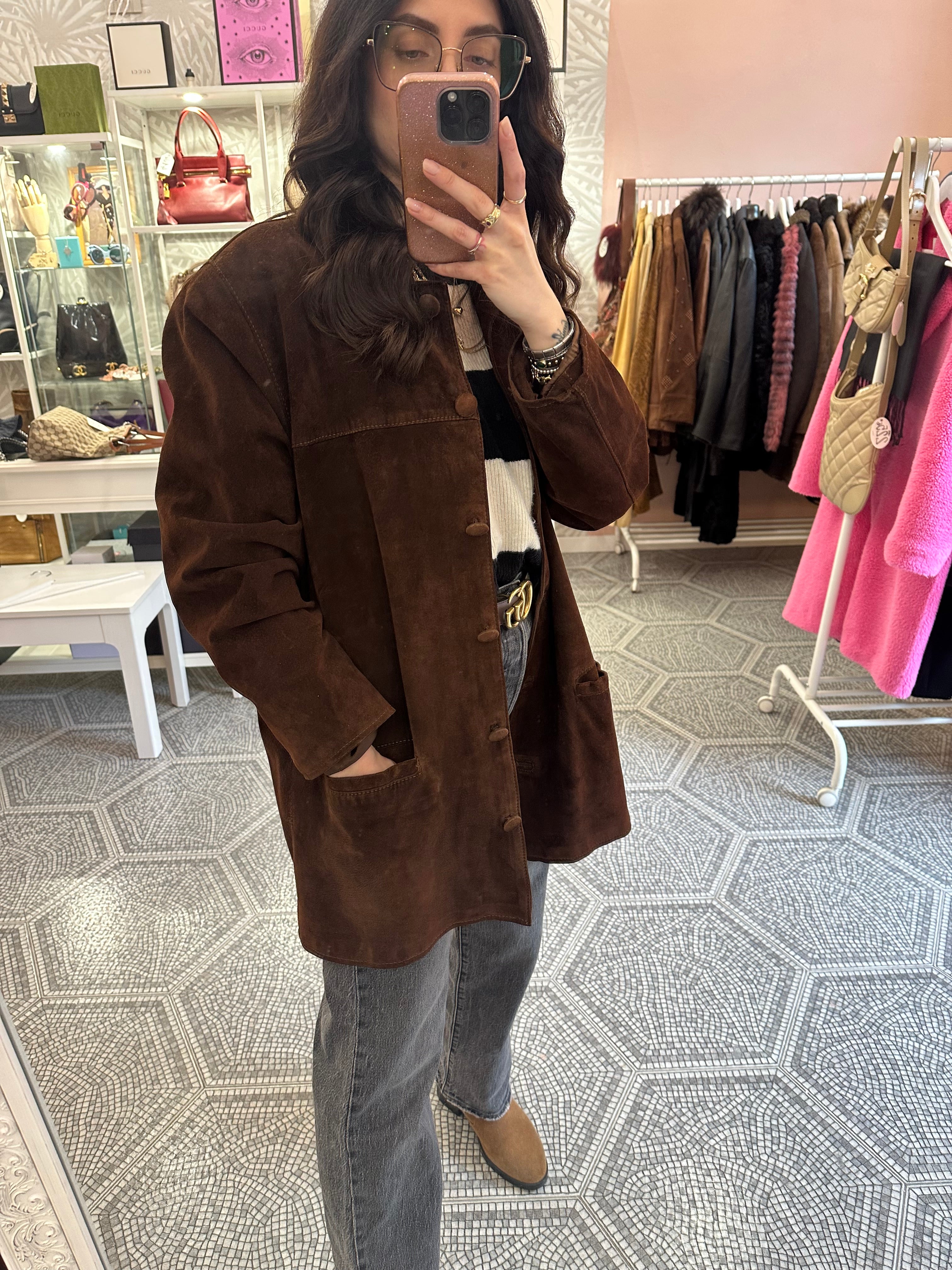 Giacca suede marrone testa di moro