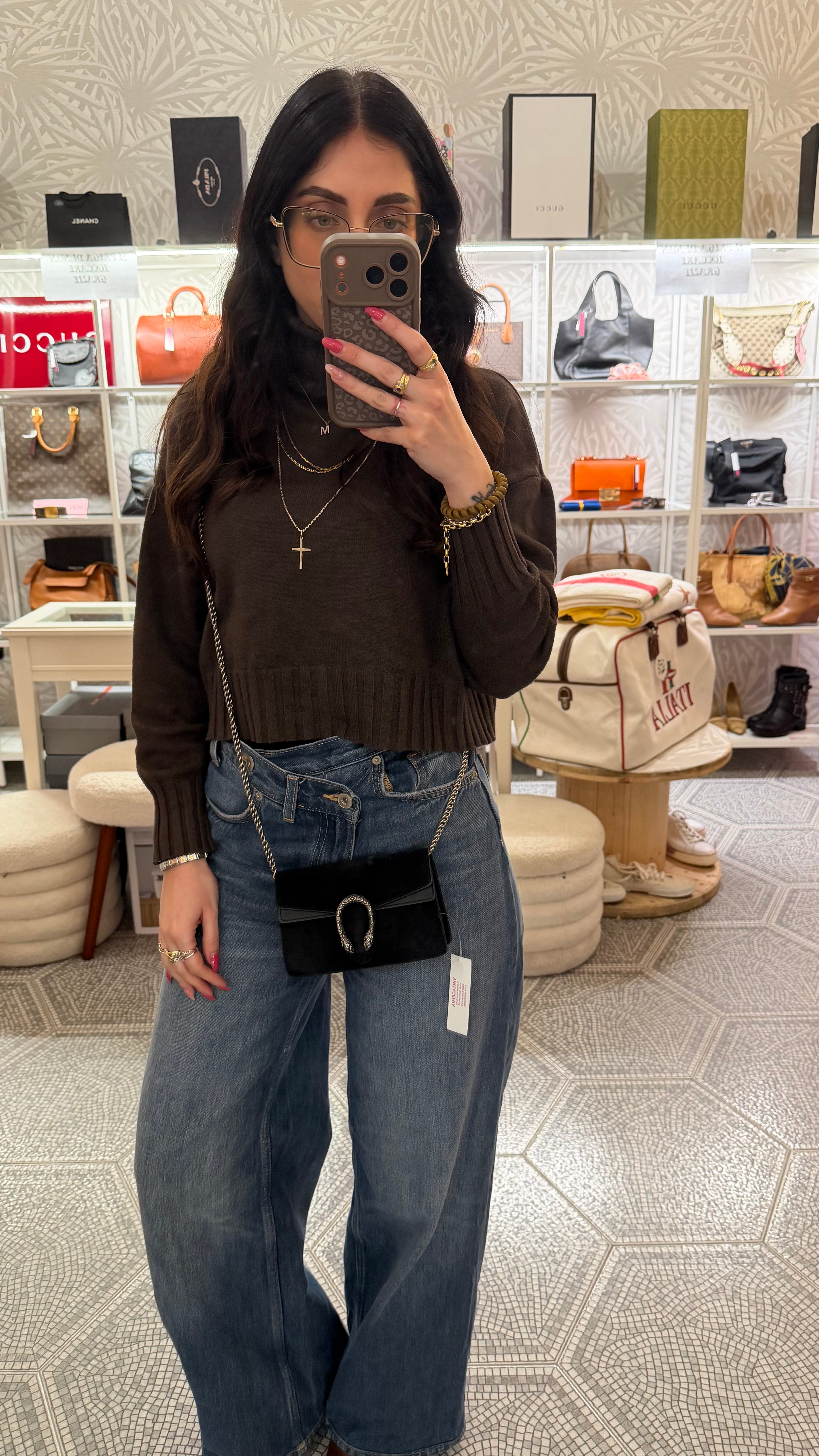 Borsa Gucci Dionysus mini suede nera