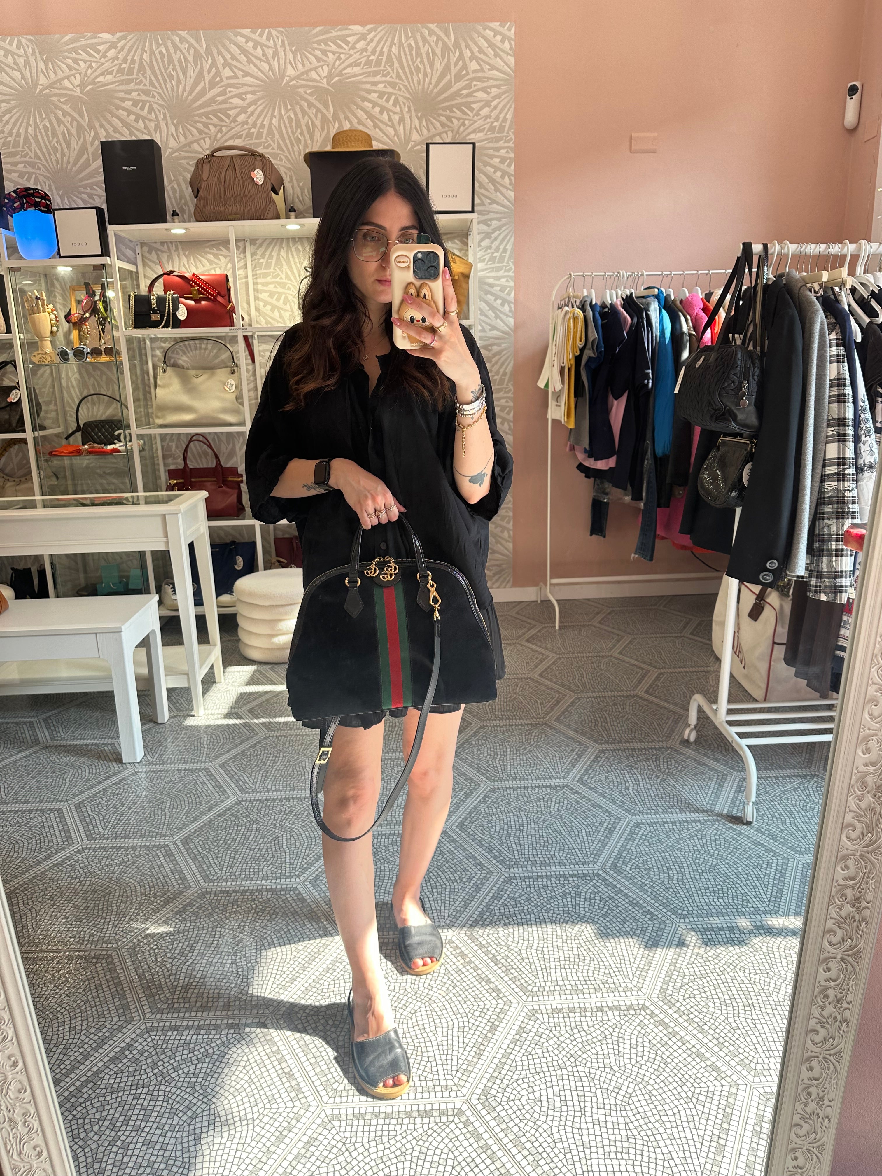 Borsa Gucci Ophidia medium black suede