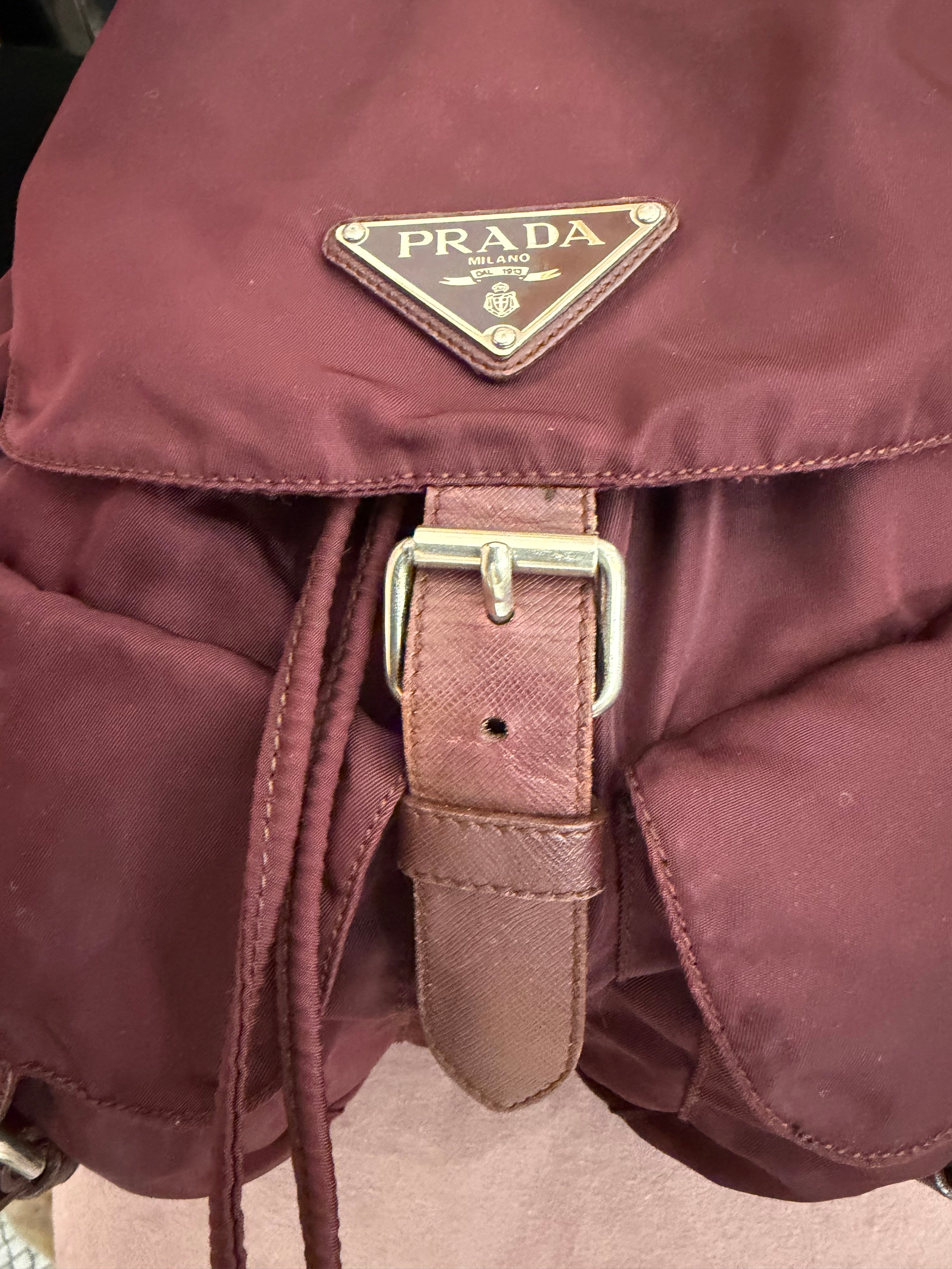 Zaino Prada nylon Borgogna