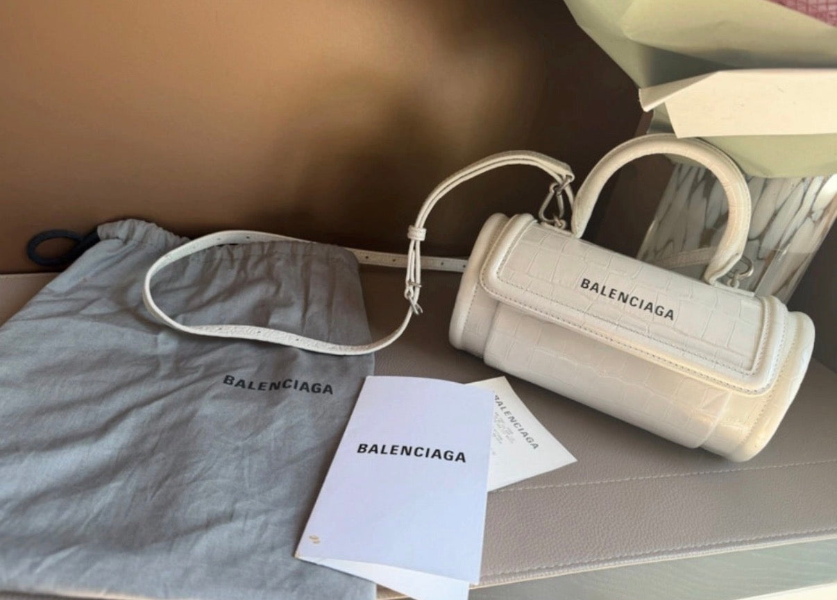 Borsa Balenciaga bianca stampa cocco