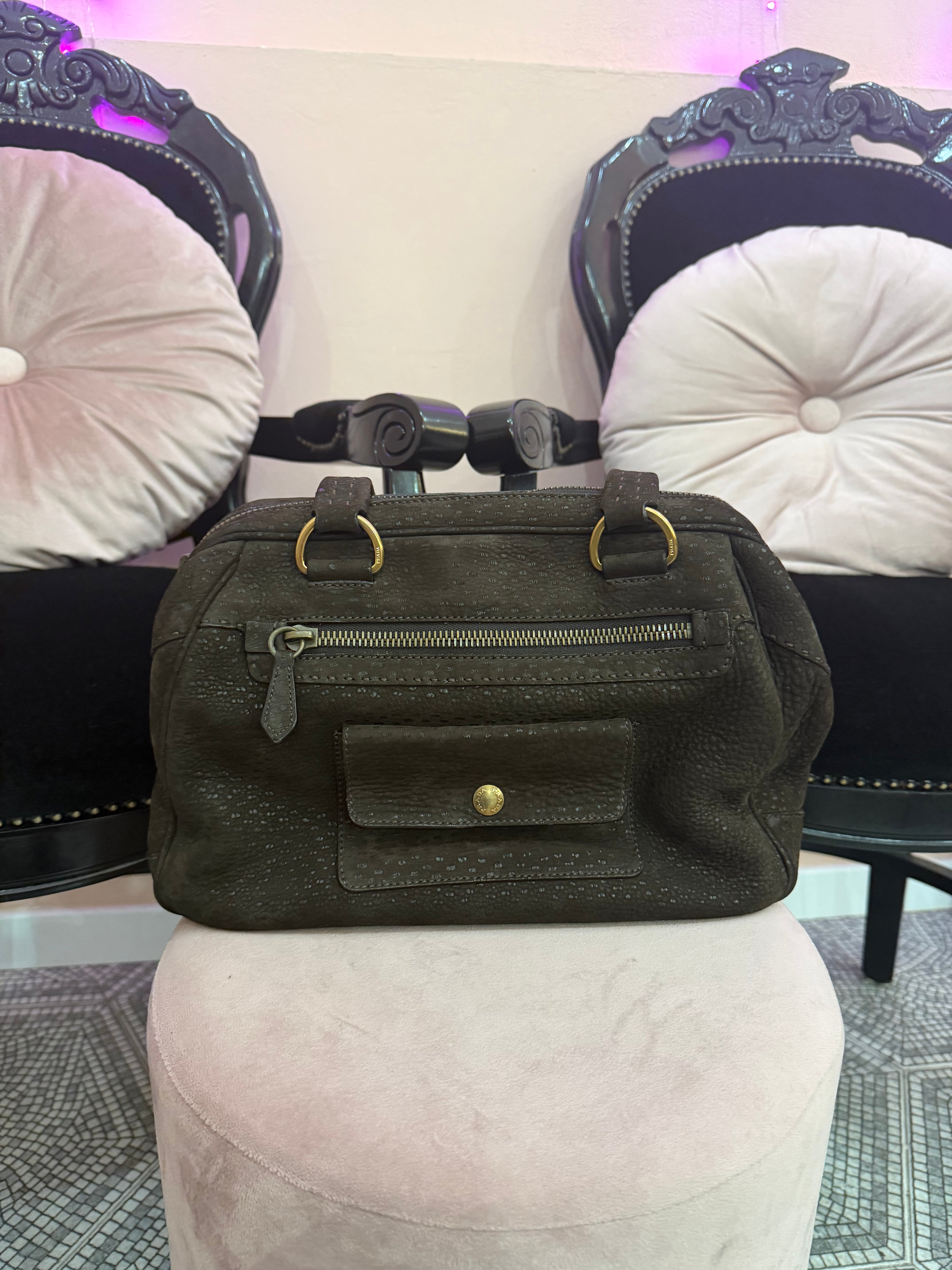 Borsa Prada tote suede marrone