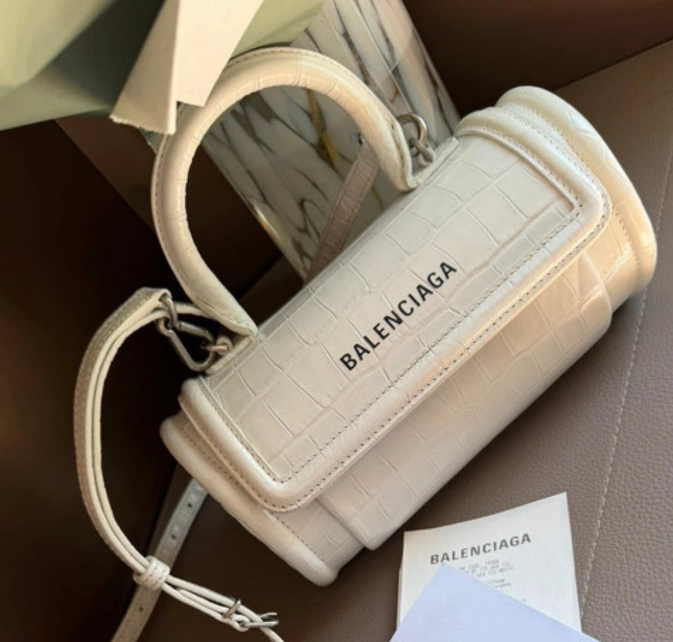 Borsa Balenciaga bianca stampa cocco