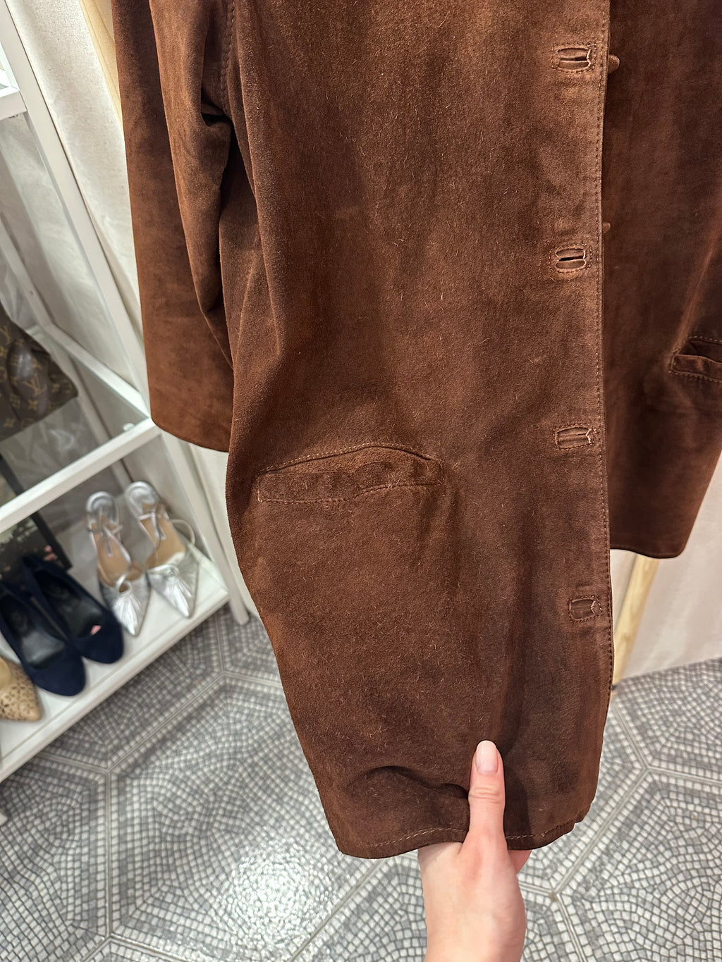 Giacca suede marrone testa di moro