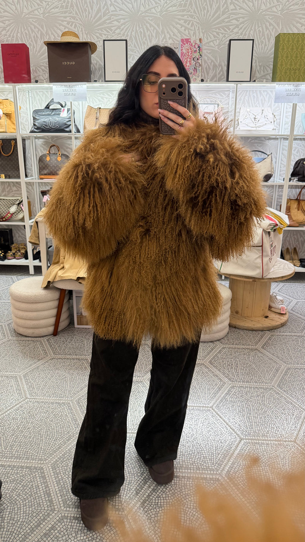 Pelliccia Mongolian real fur brown