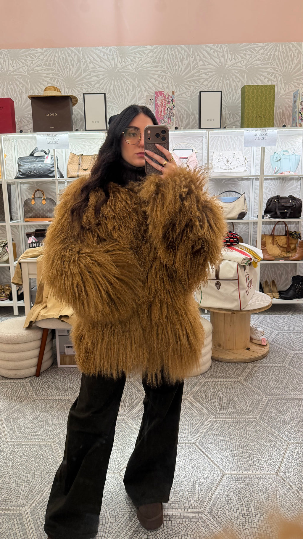 Pelliccia Mongolian real fur brown