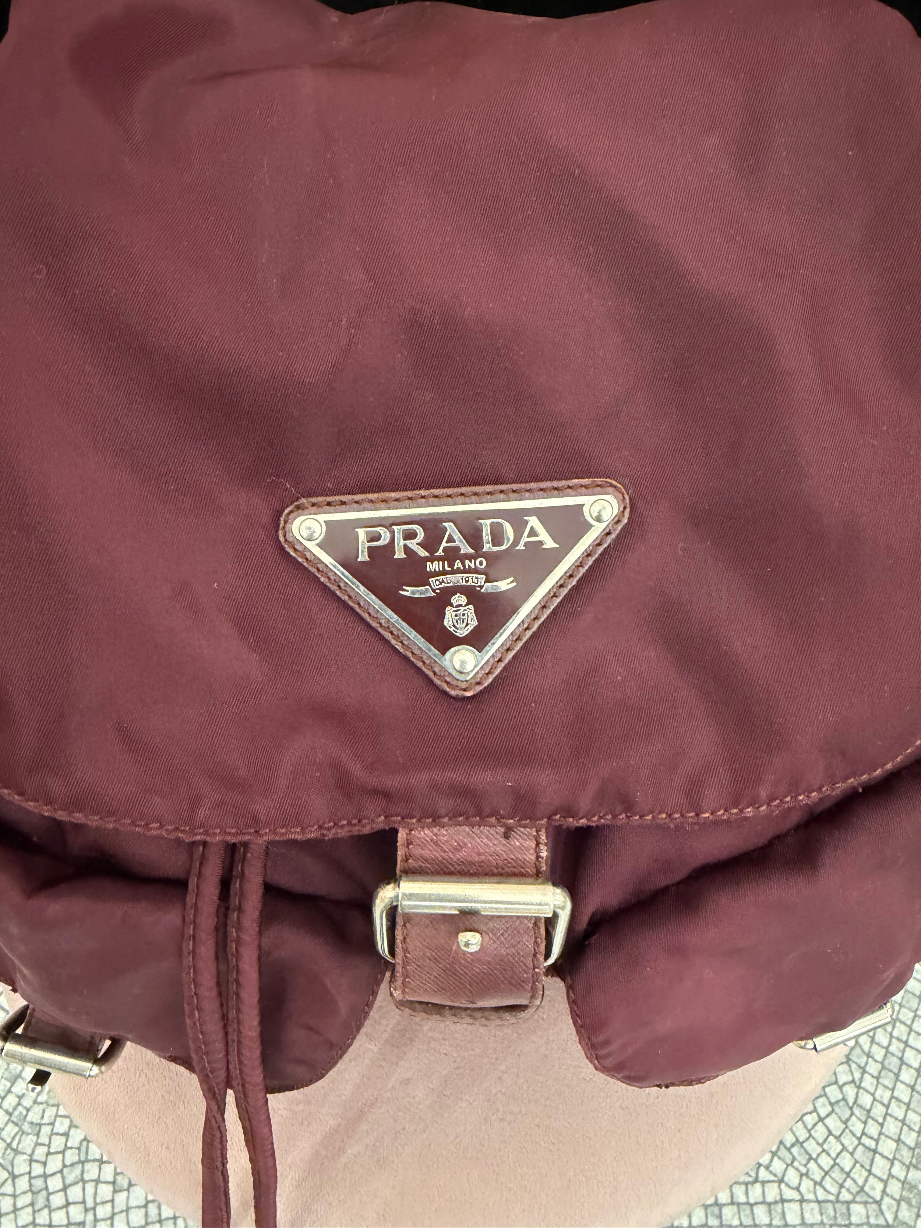 Zaino Prada nylon Borgogna