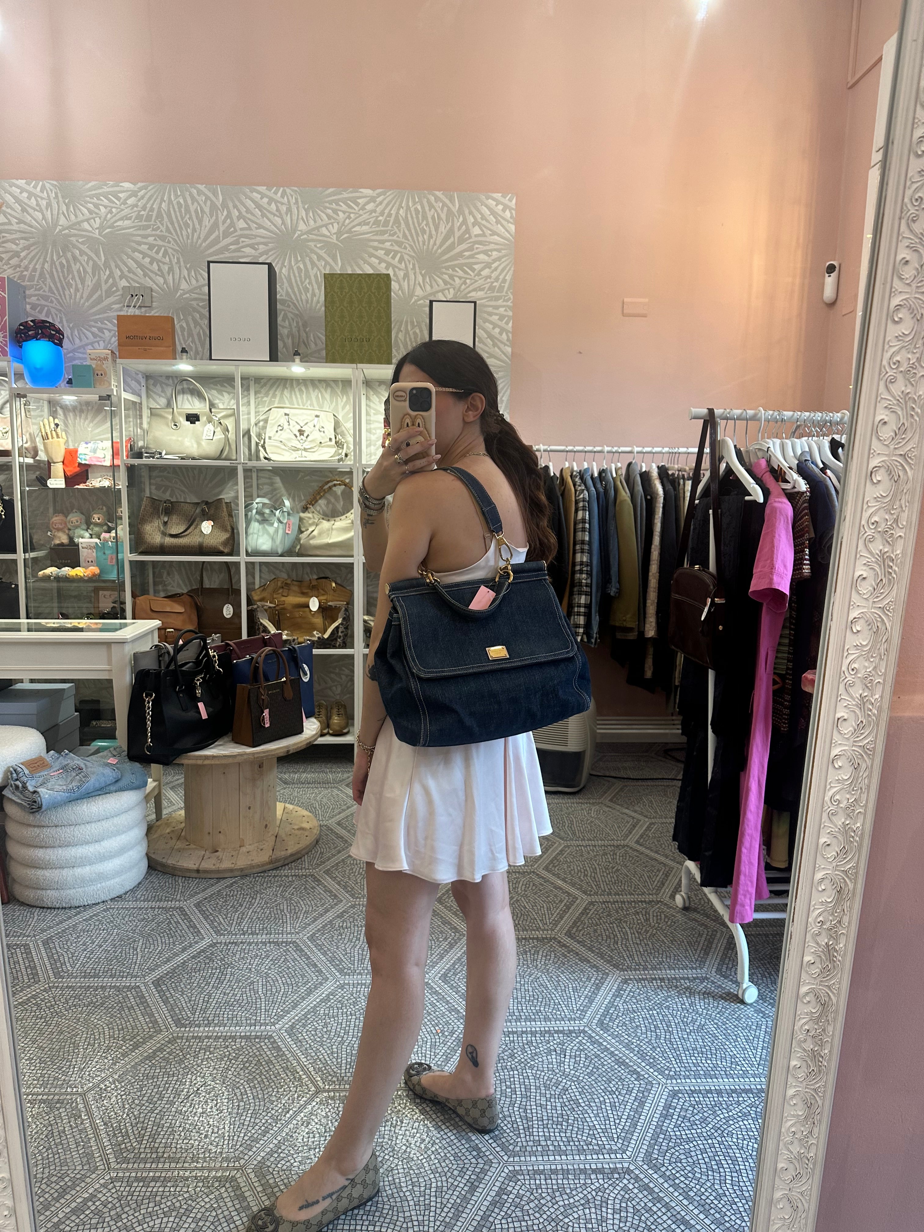 Borsa Miss Sicily in jeans Dolce e Gabbana