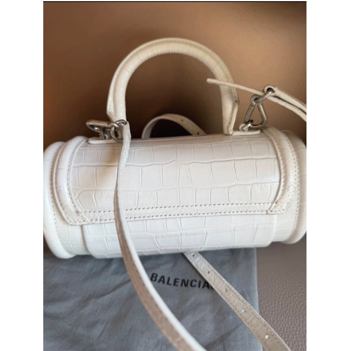 Borsa Balenciaga bianca stampa cocco