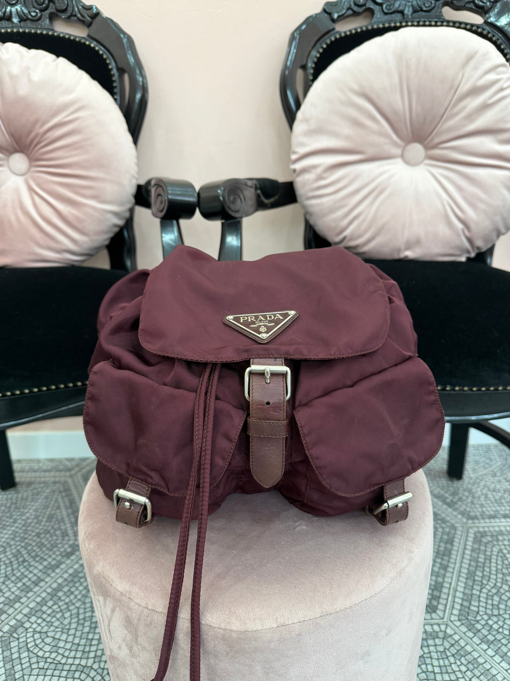 Zaino Prada nylon Borgogna