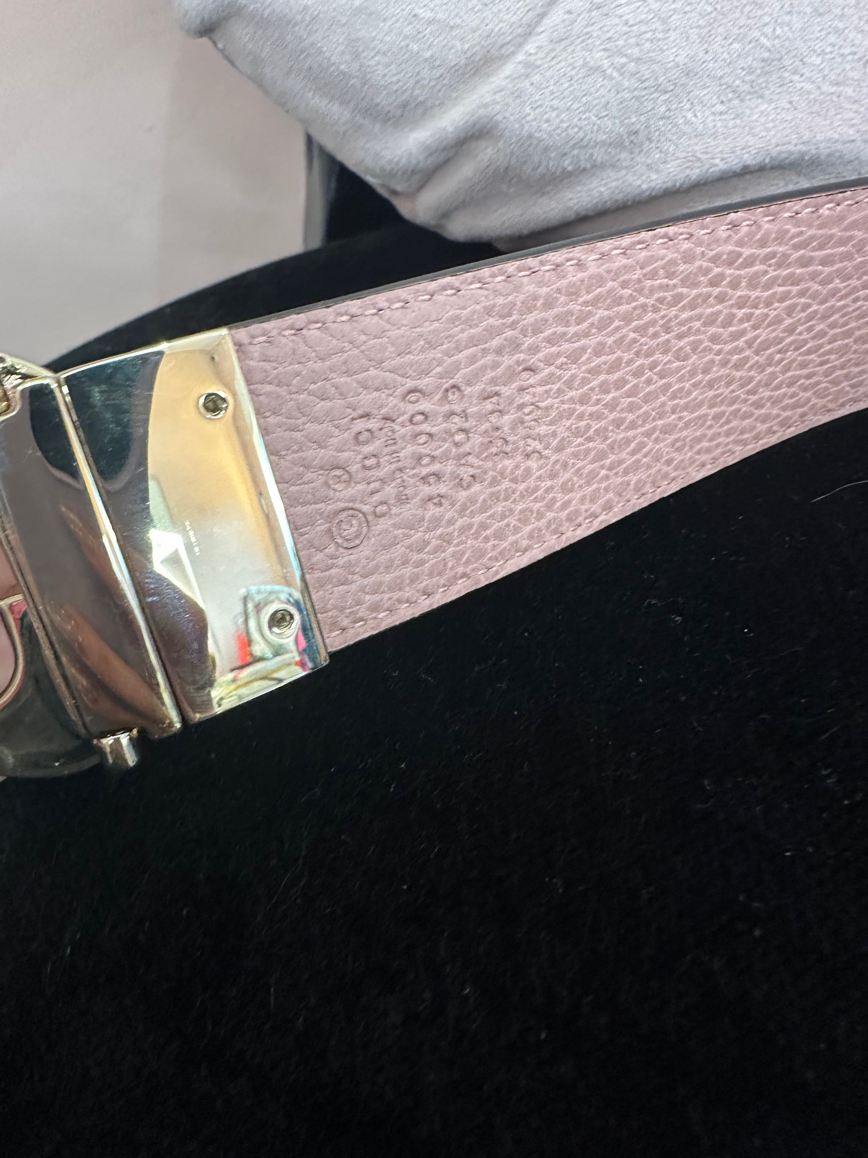 Cintura Gucci reverse nera e rosa