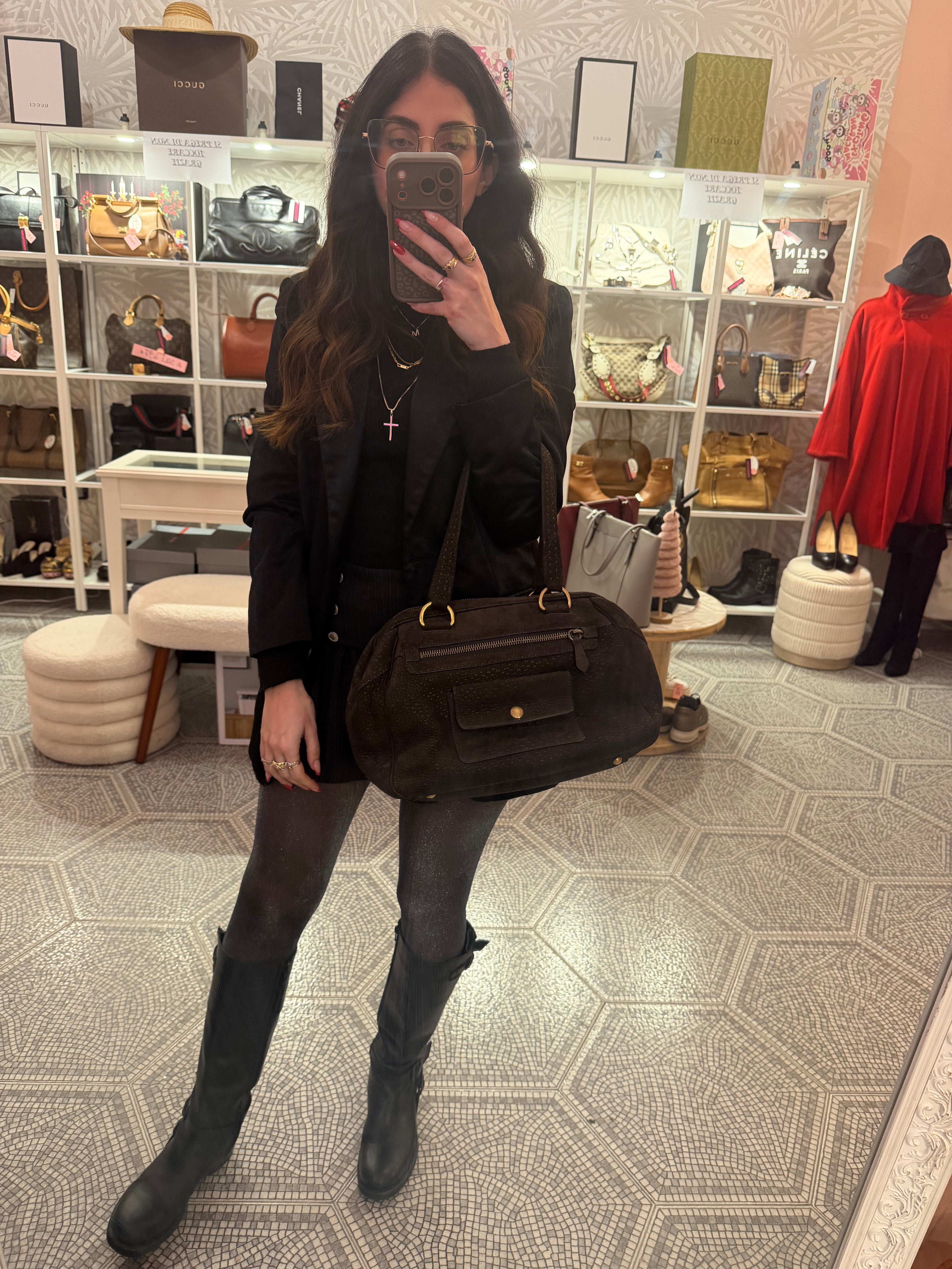 Borsa Prada tote suede marrone