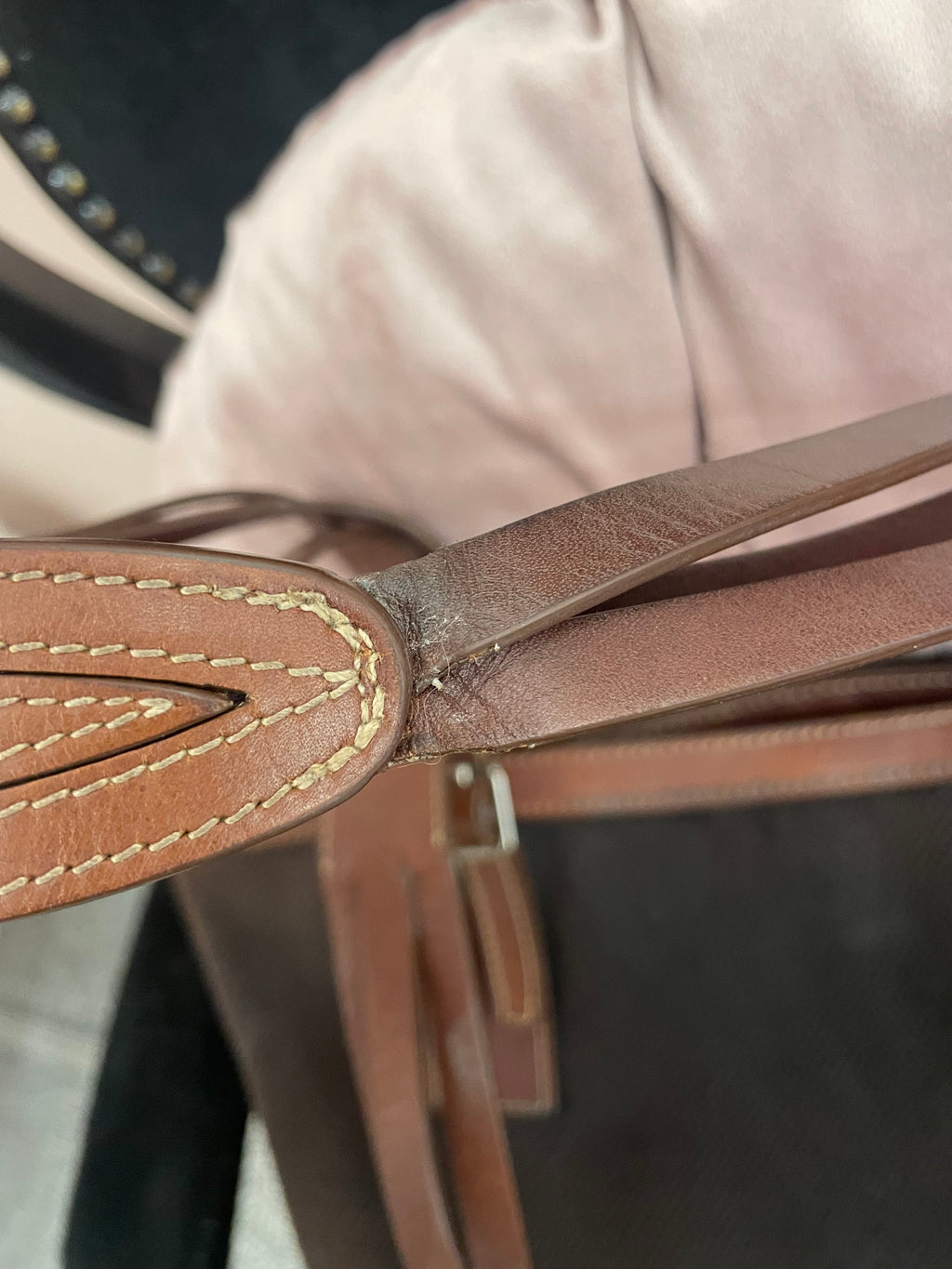 Borsa Céline cabas tessuto e pelle