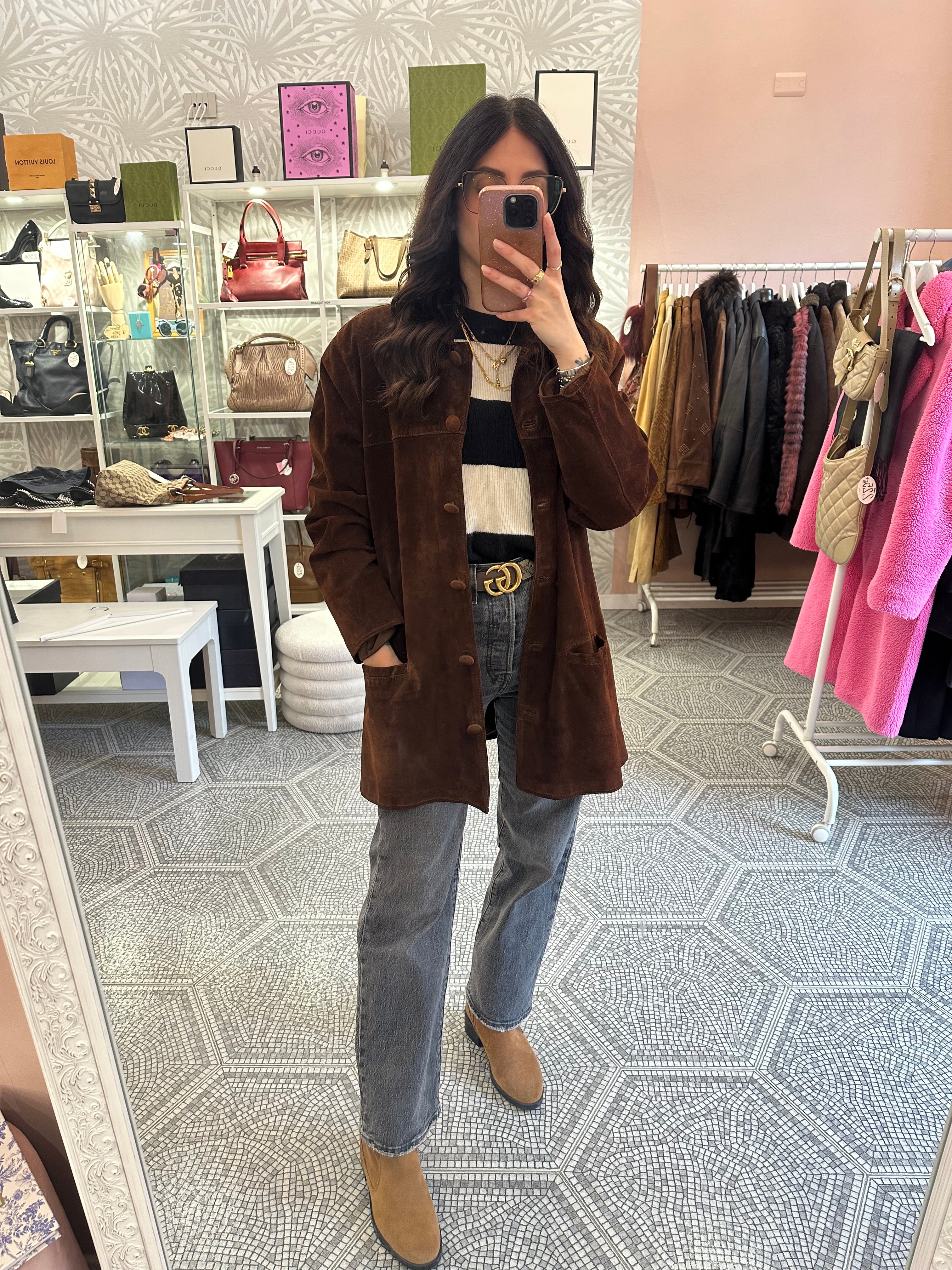 Giacca suede marrone testa di moro