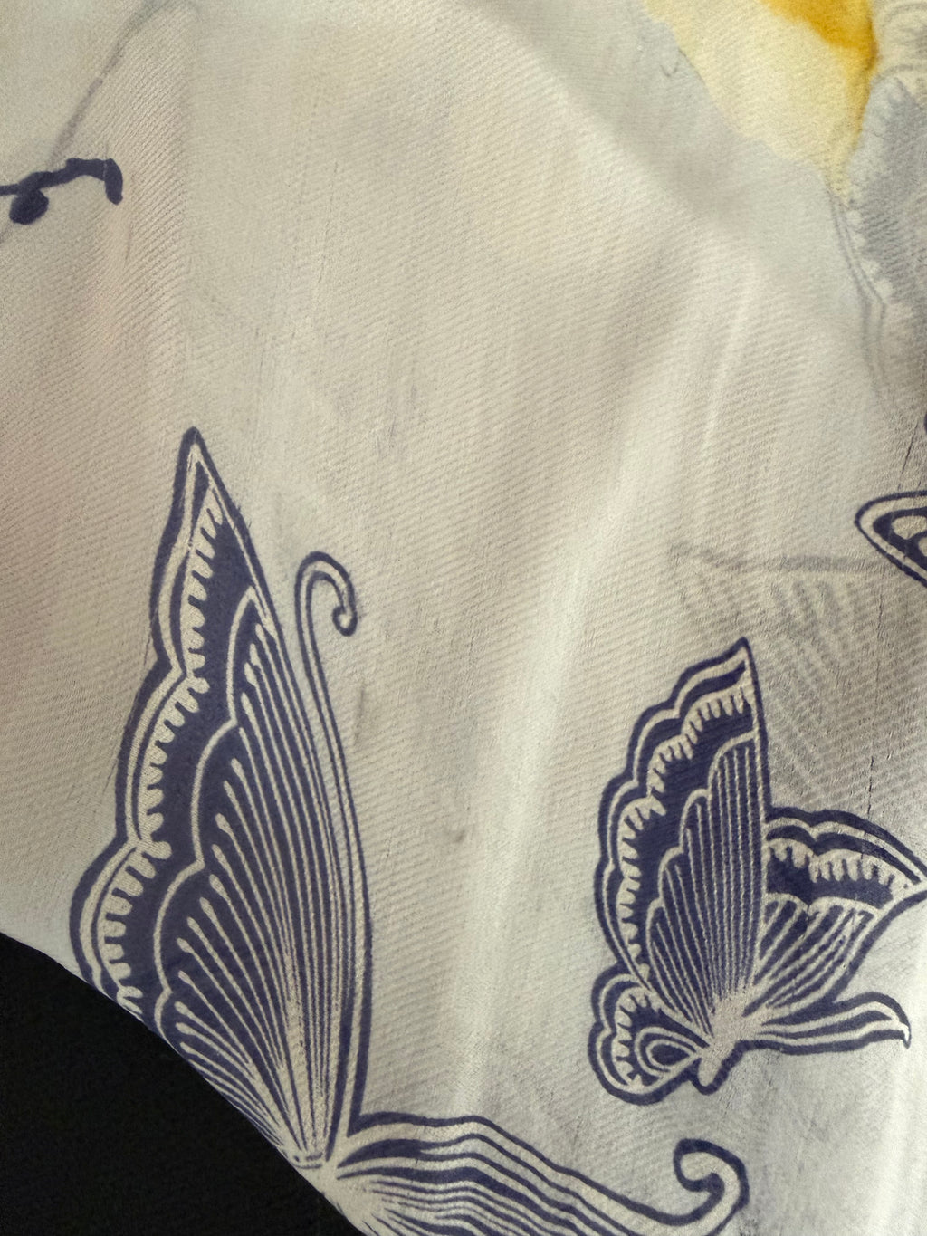 Foulard Valentino fiori e farfalle blu e giallo
