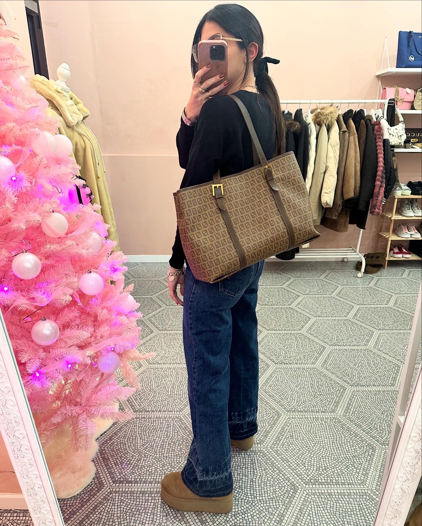 Borsa Shopper Fendi zucchino