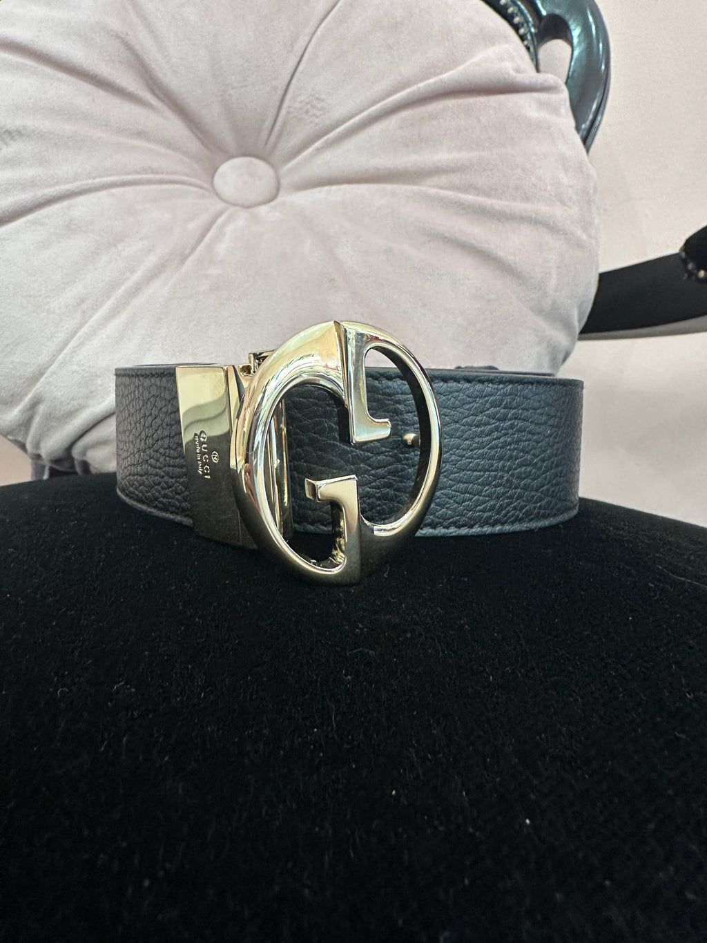 Cintura Gucci reverse nera e rosa
