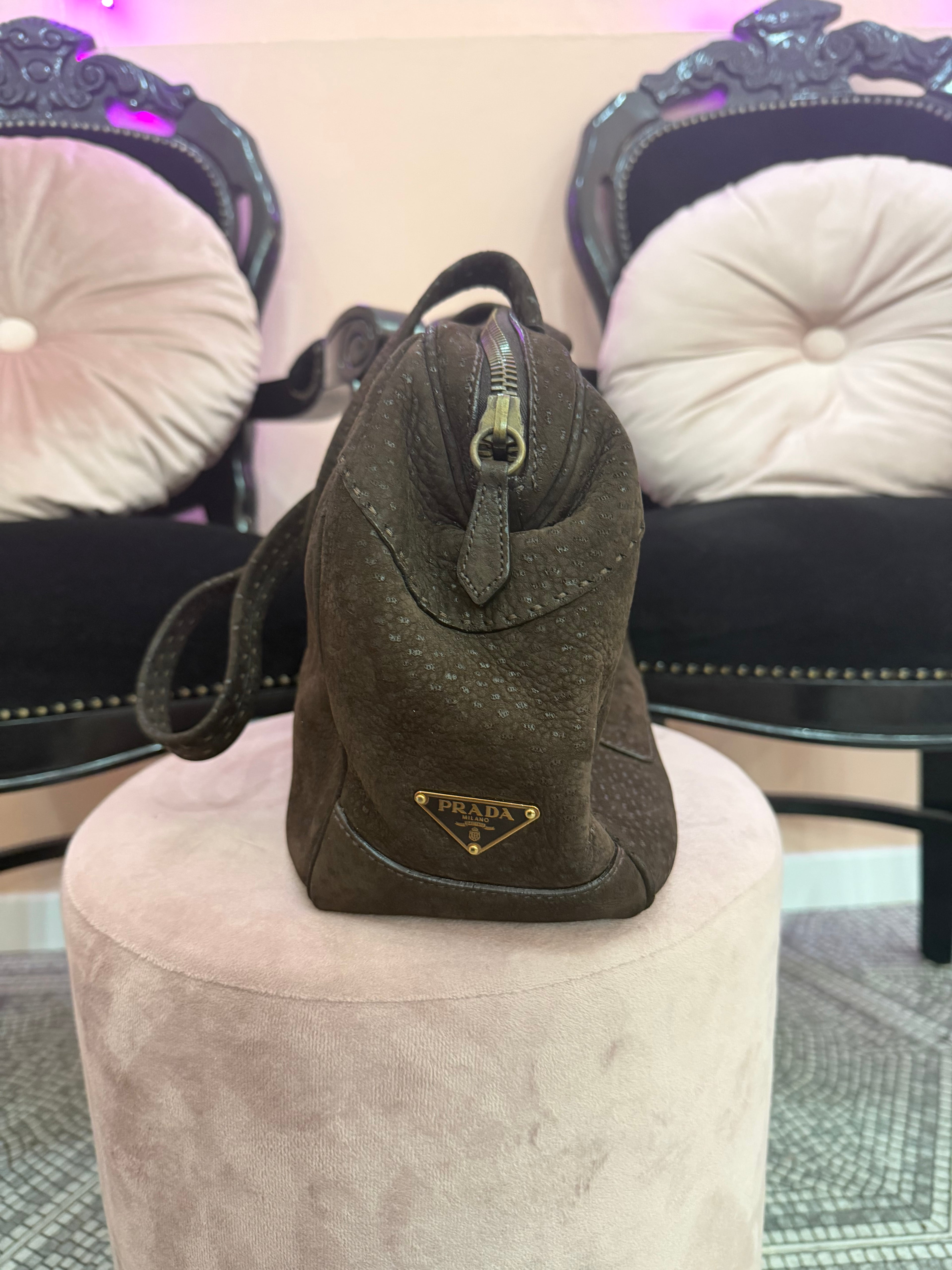Borsa Prada tote suede marrone