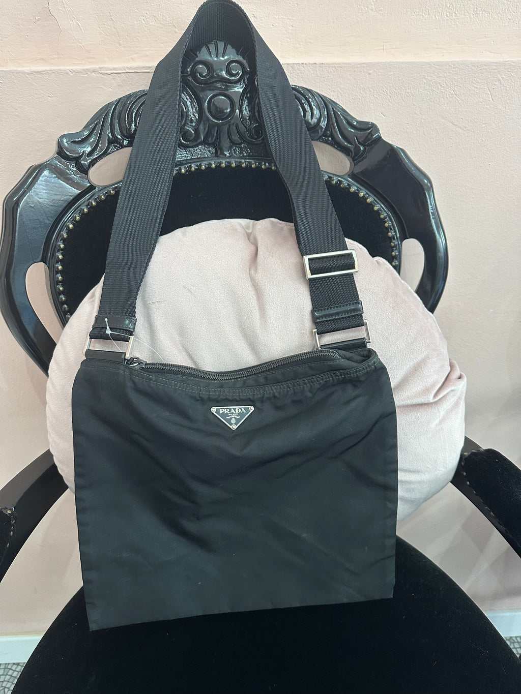 Borsa Prada tela nylon nera tracolla