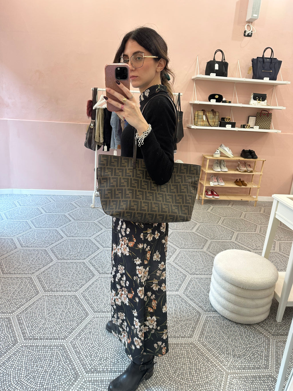 Borsa Fendi Roll tote FF zucca