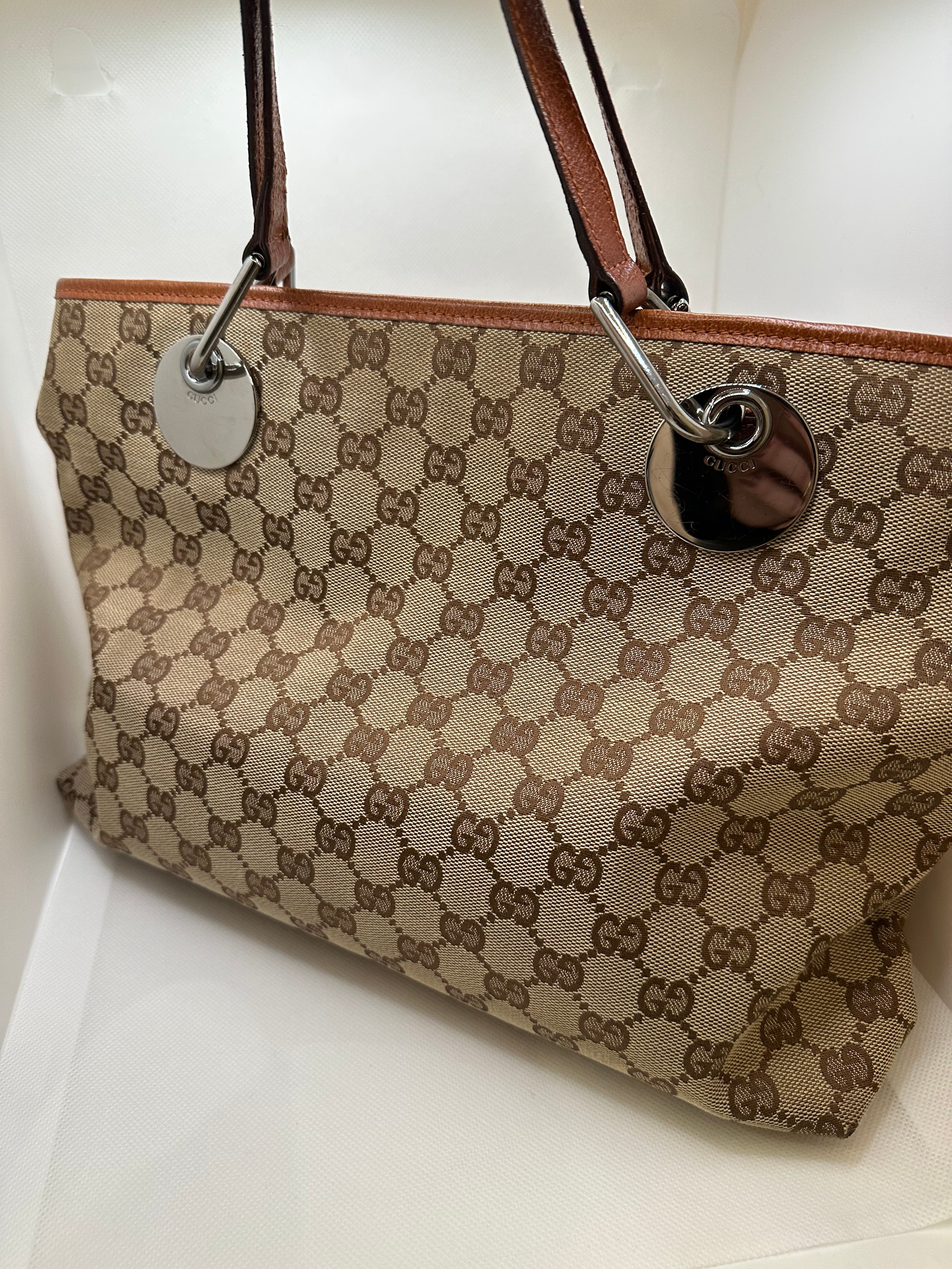 Borsa Gucci eclipse shopper media marrone