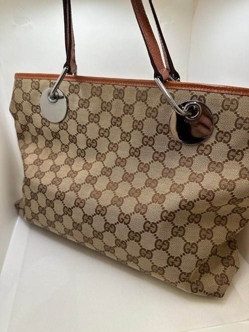 Borsa Gucci eclipse shopper media marrone