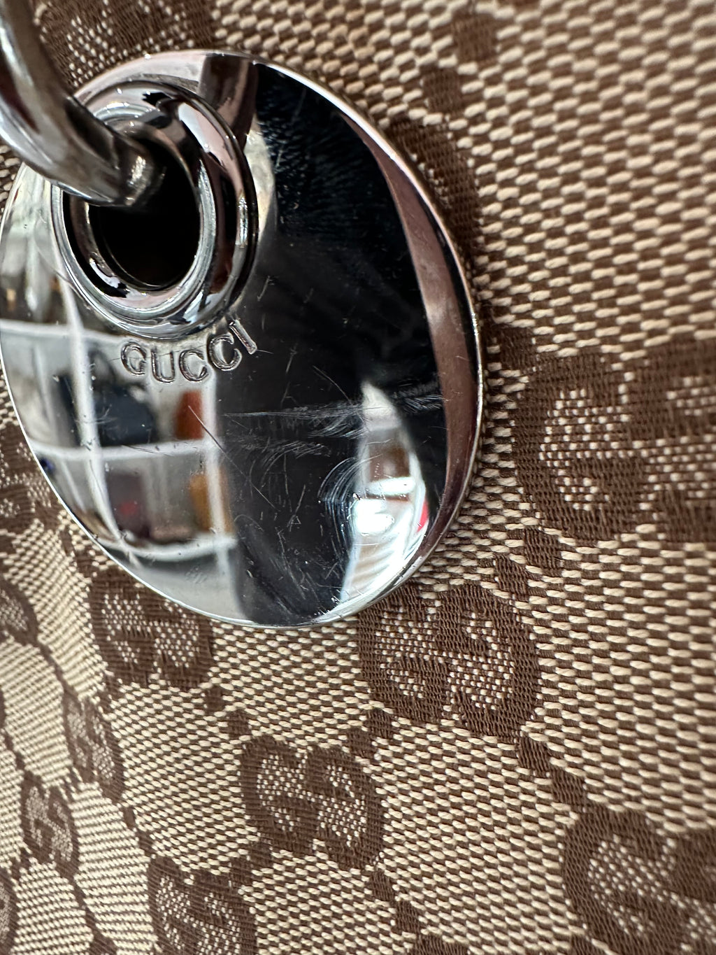 Borsa Gucci eclipse shopper media marrone