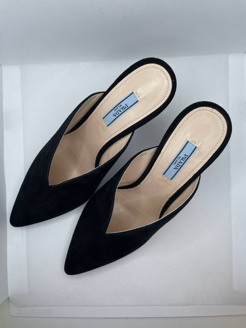 Scarpe Prada mules suede nero