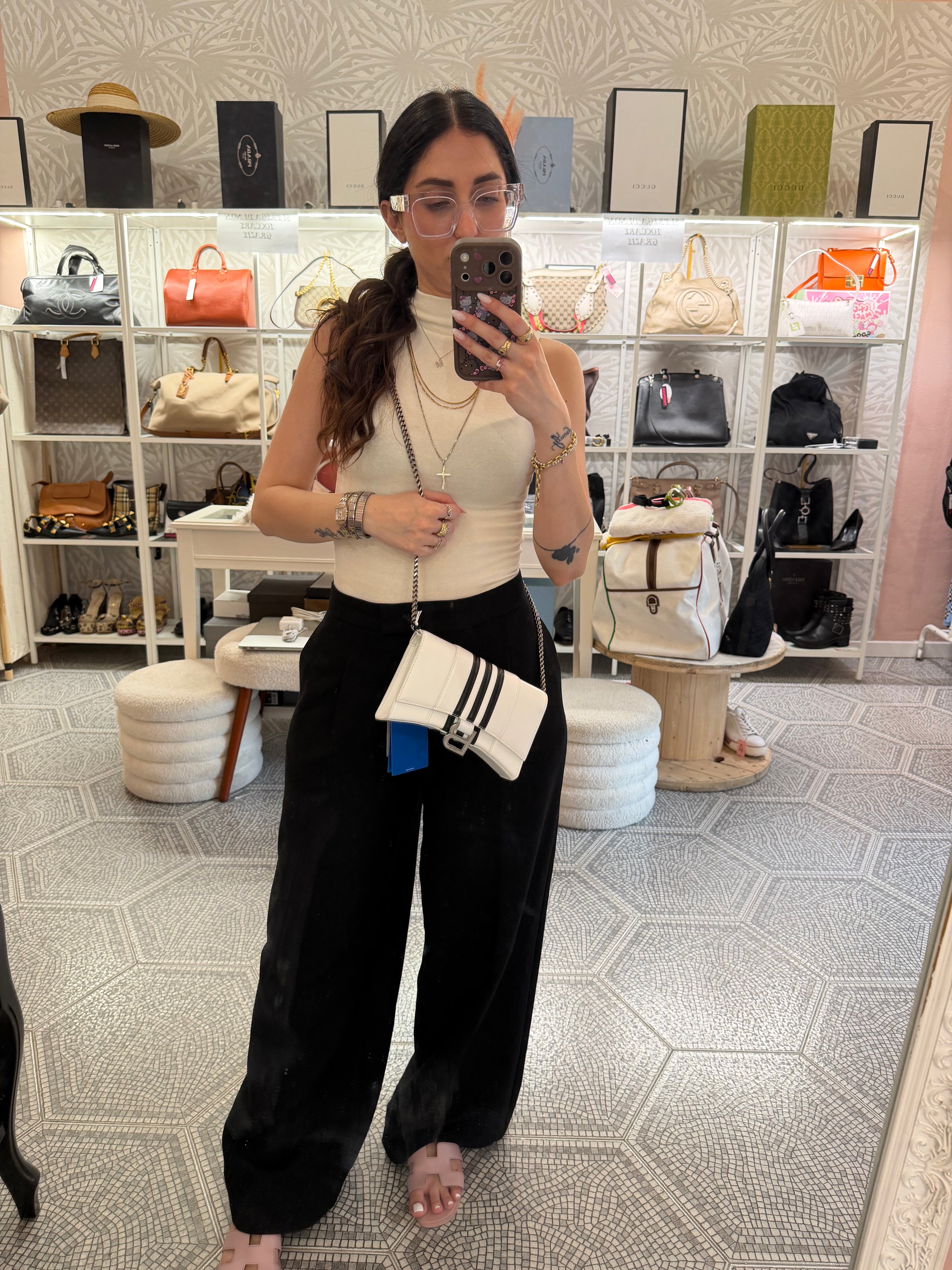 Borsa Balenciaga hourglass per adidas bianca