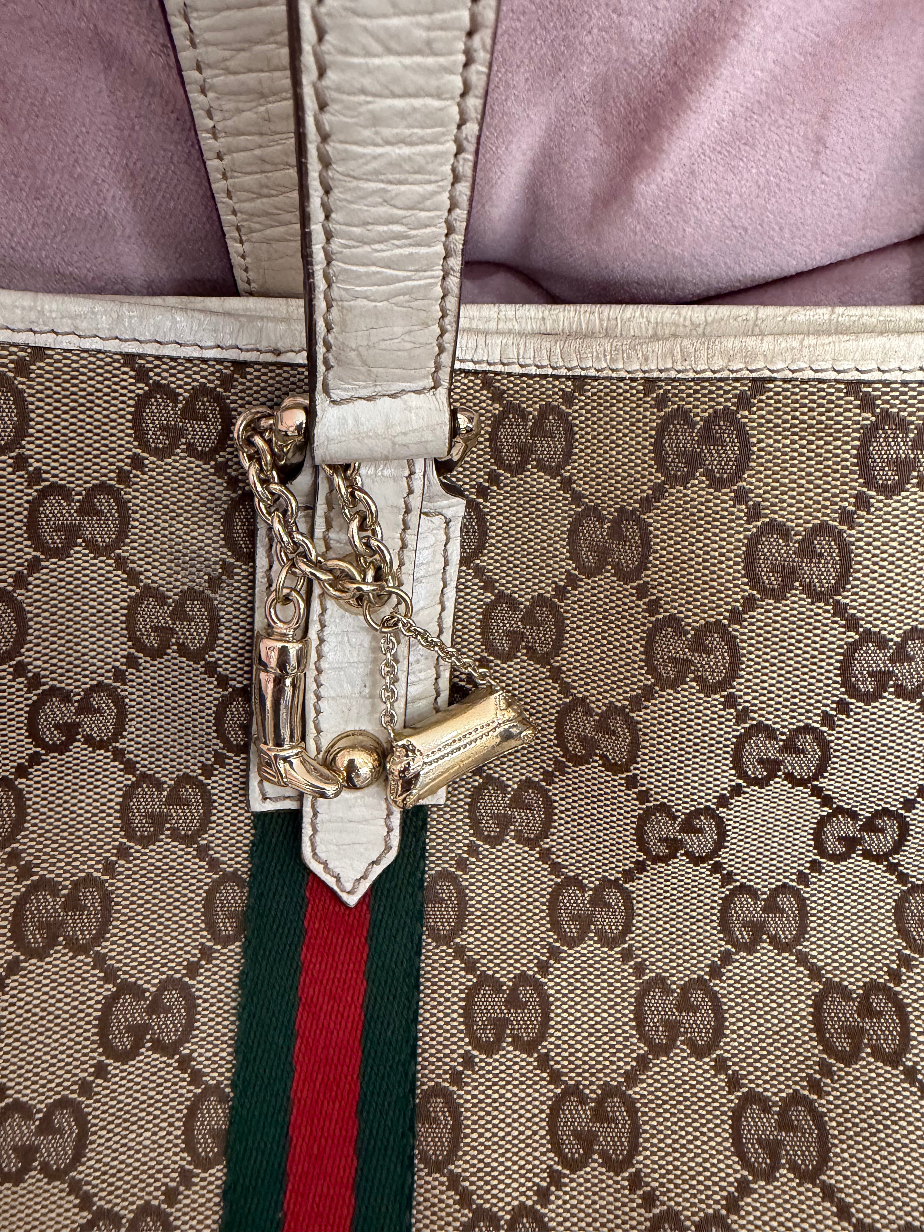 Borsa Gucci tela gg e web con ciondolo