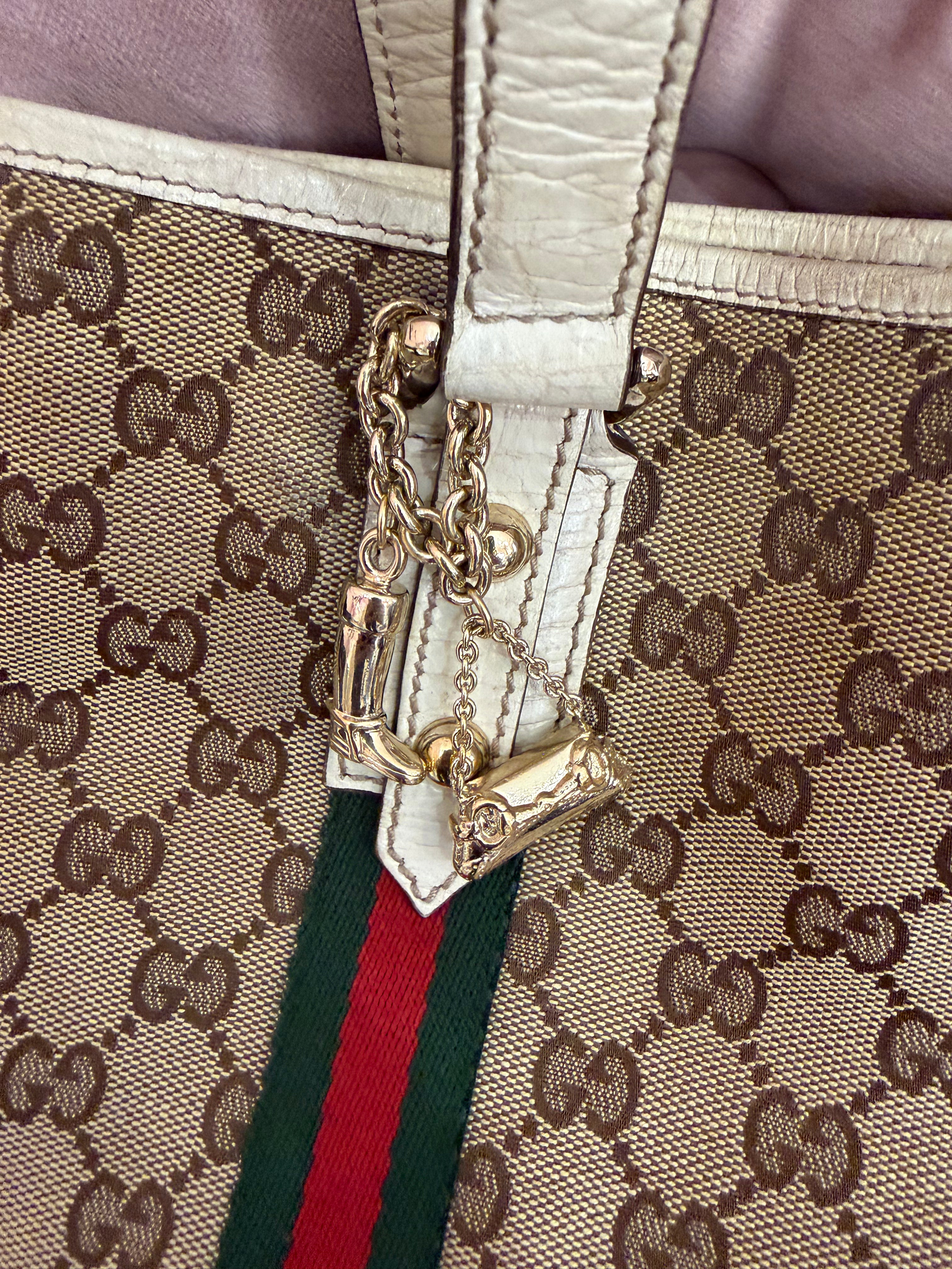 Borsa Gucci tela gg e web con ciondolo