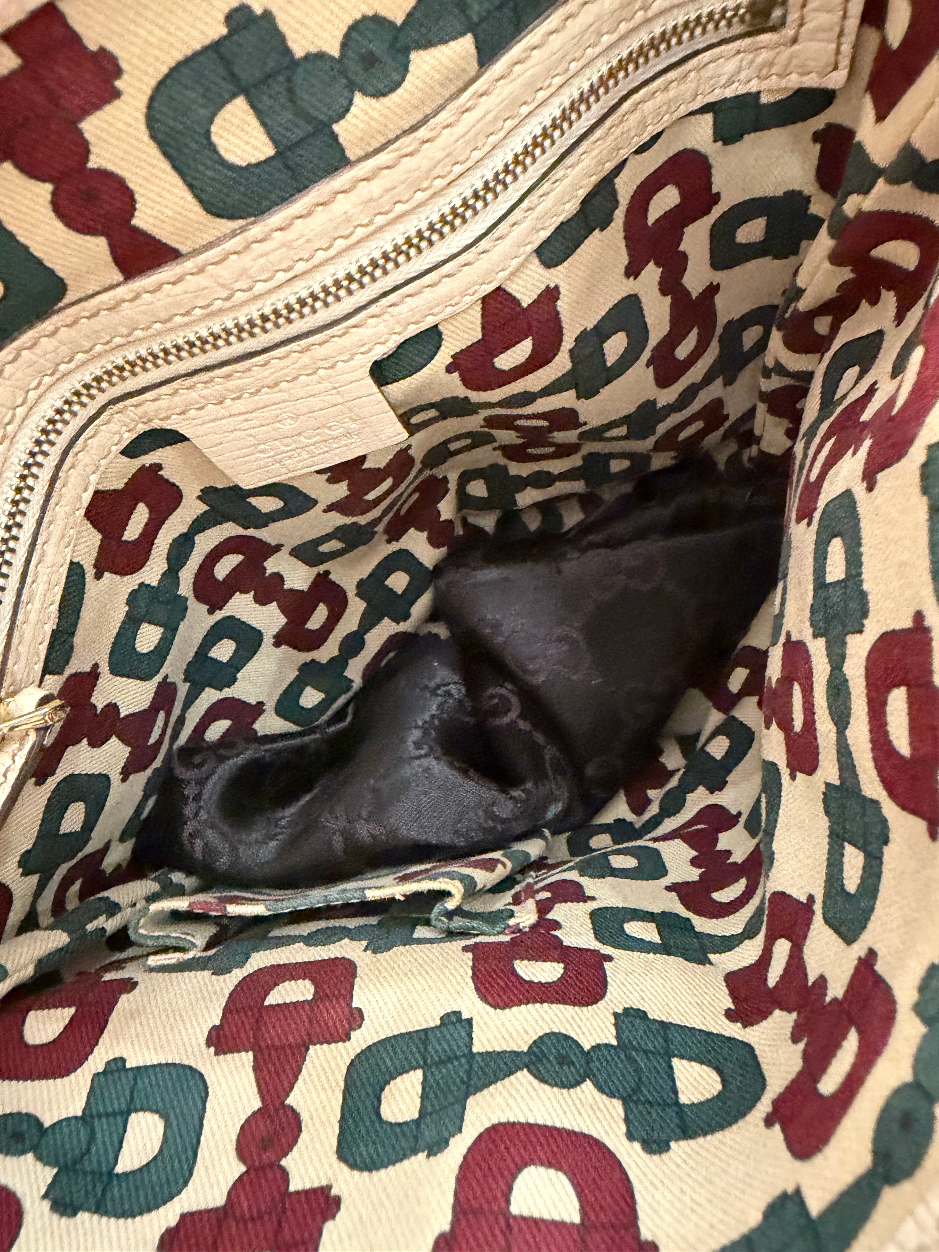 Borsa Gucci tela gg e web con ciondolo