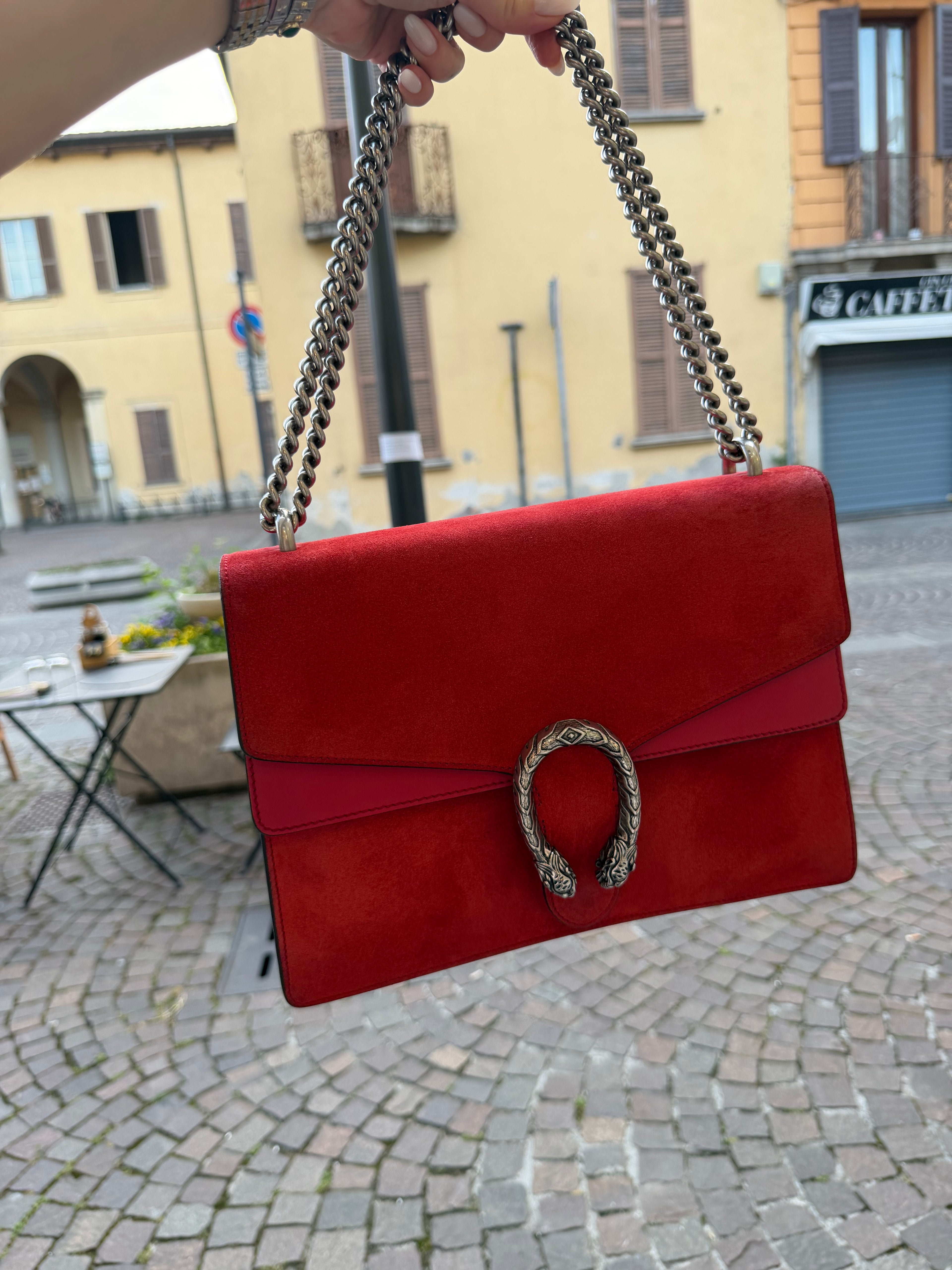 Borsa Gucci Dionysus big size suede rosso