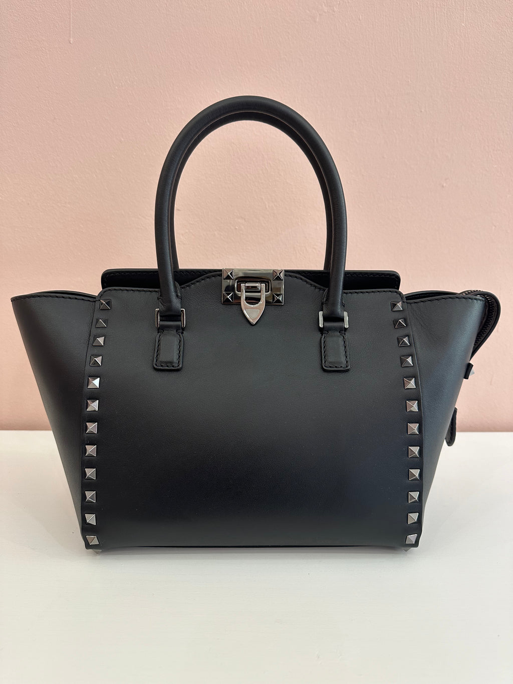 Borsa Valentino Garavani rockstud double handle noir