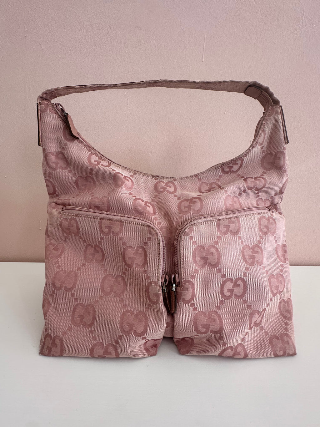 Borsa Gucci hobo tessuto rosa