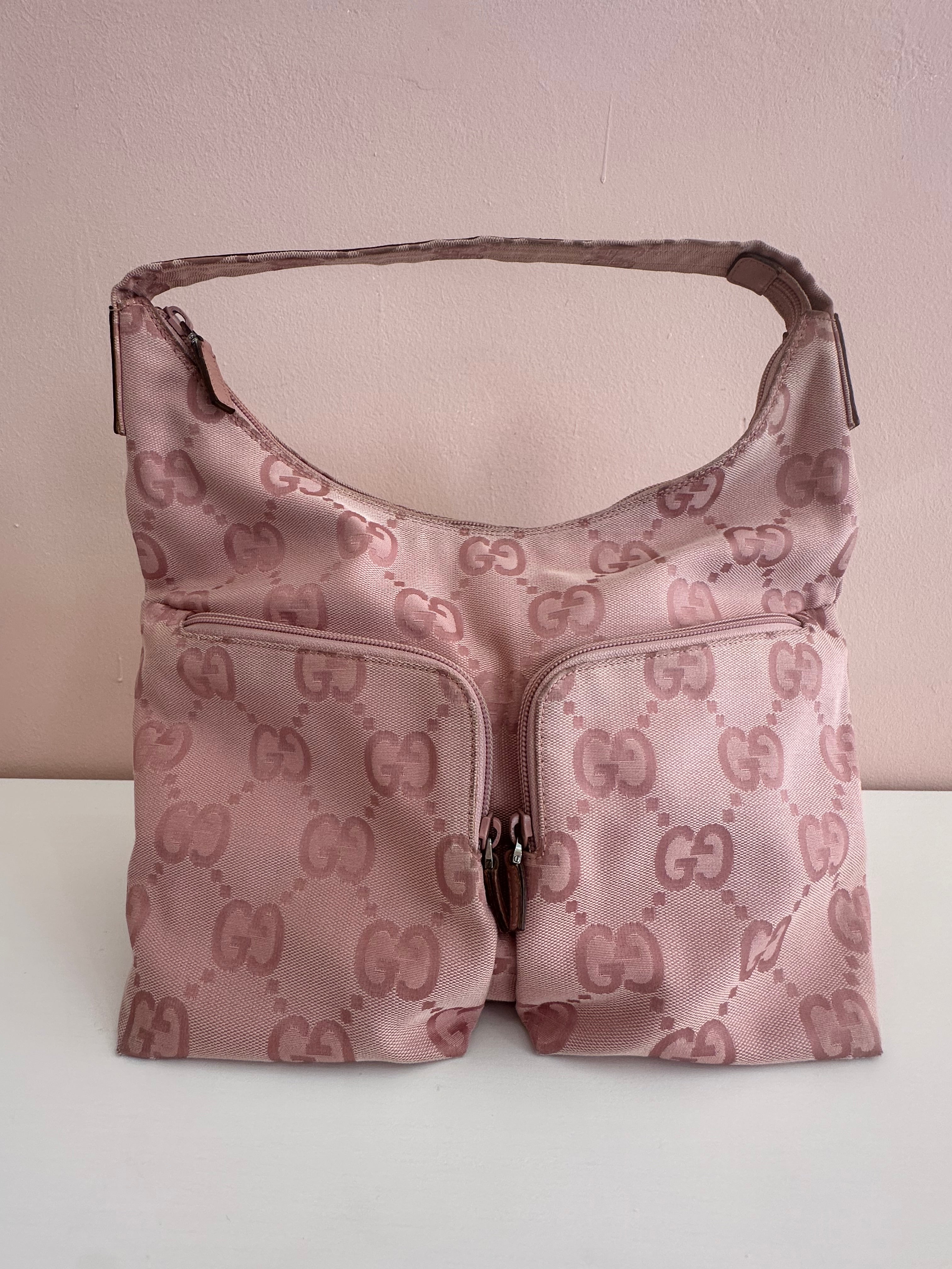 Borsa Gucci hobo tessuto rosa
