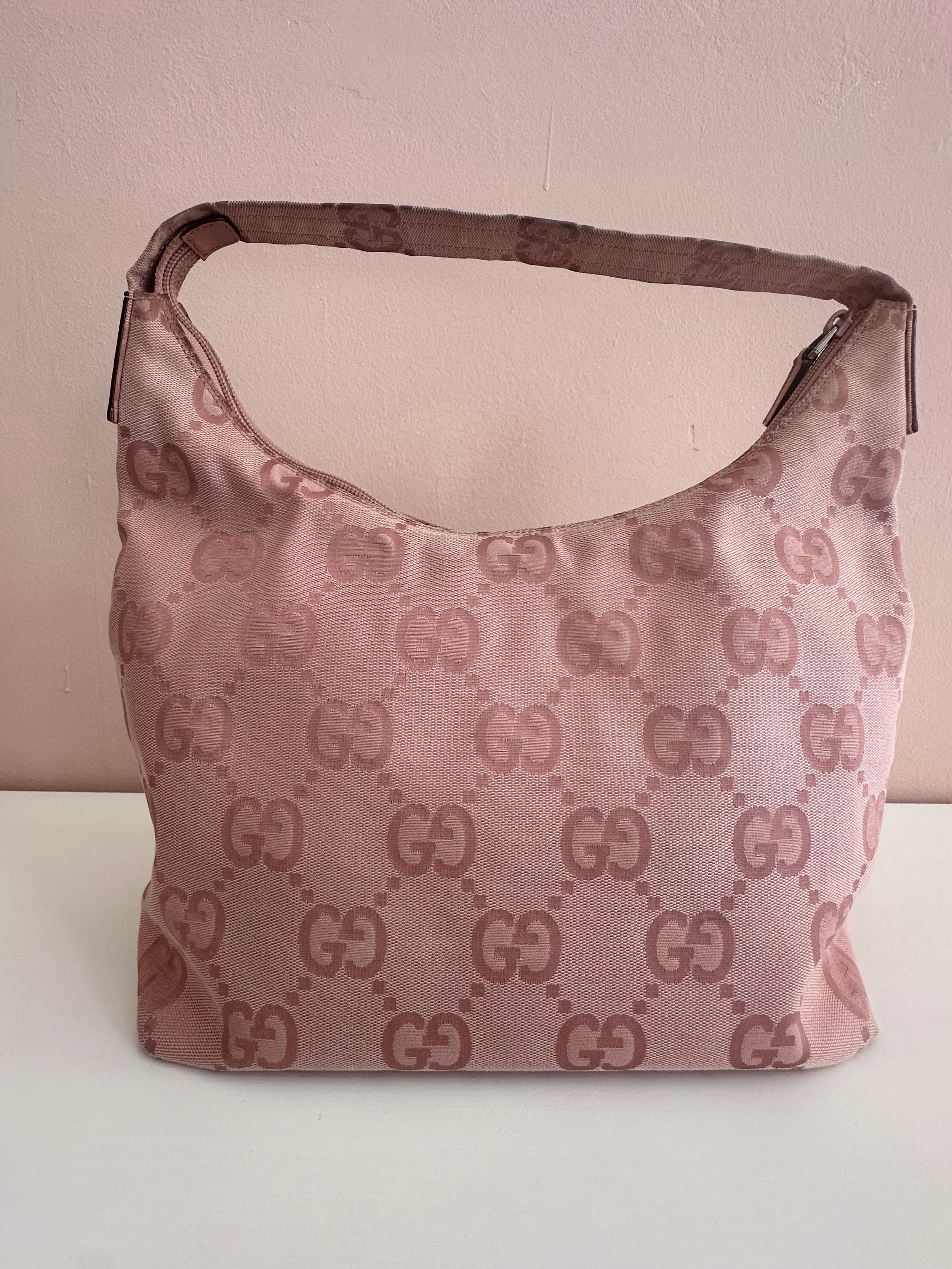 Borsa Gucci hobo tessuto rosa