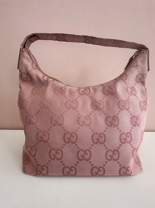 Borsa Gucci hobo tessuto rosa