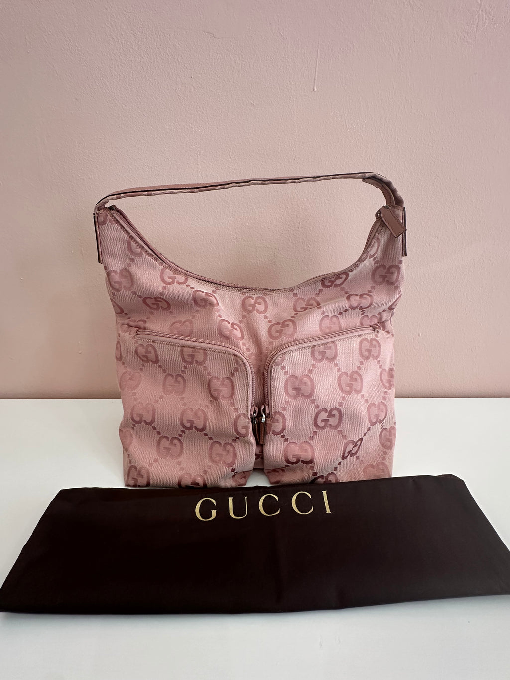 Borsa Gucci hobo tessuto rosa